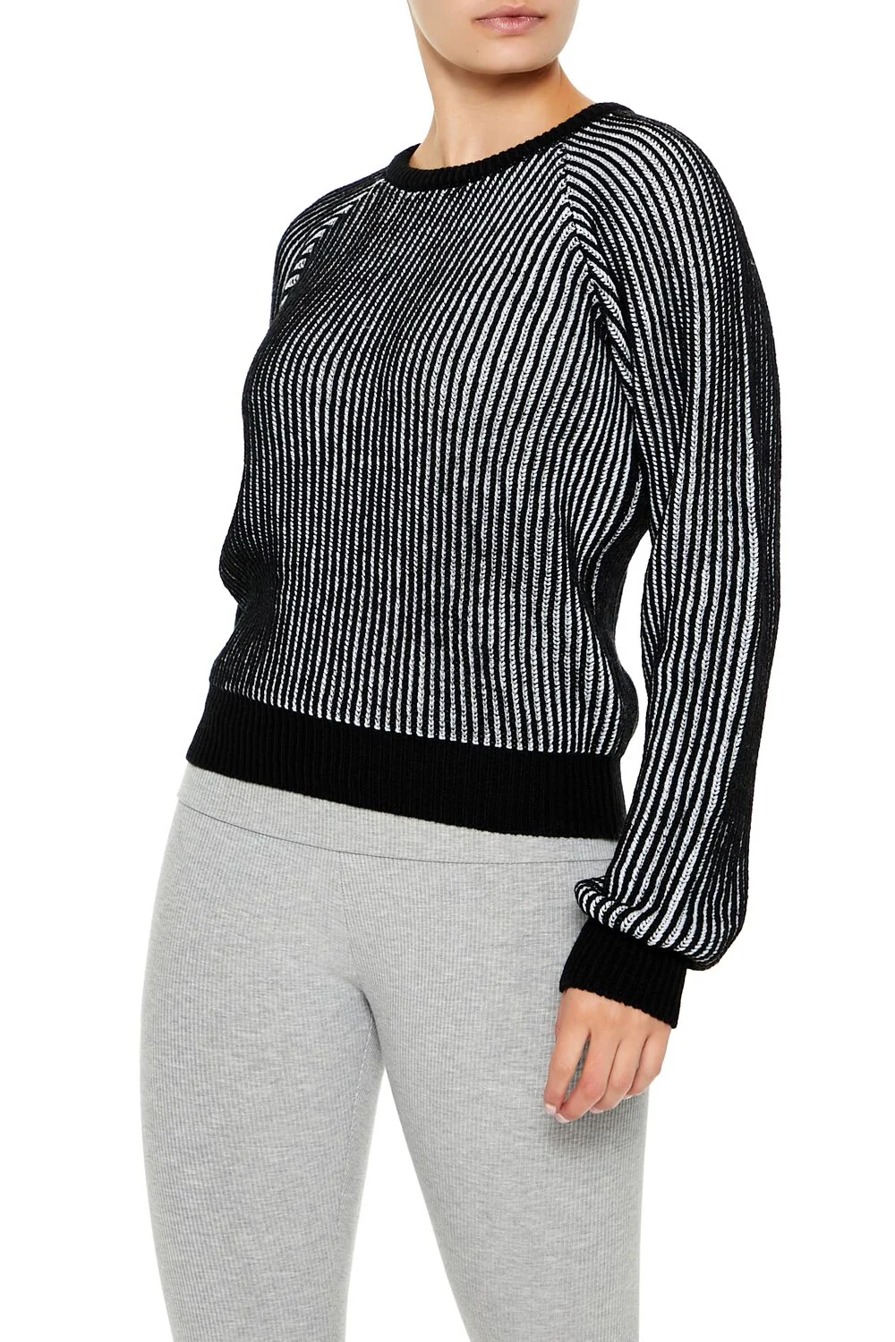 Striped Ribbed Knit Sweater