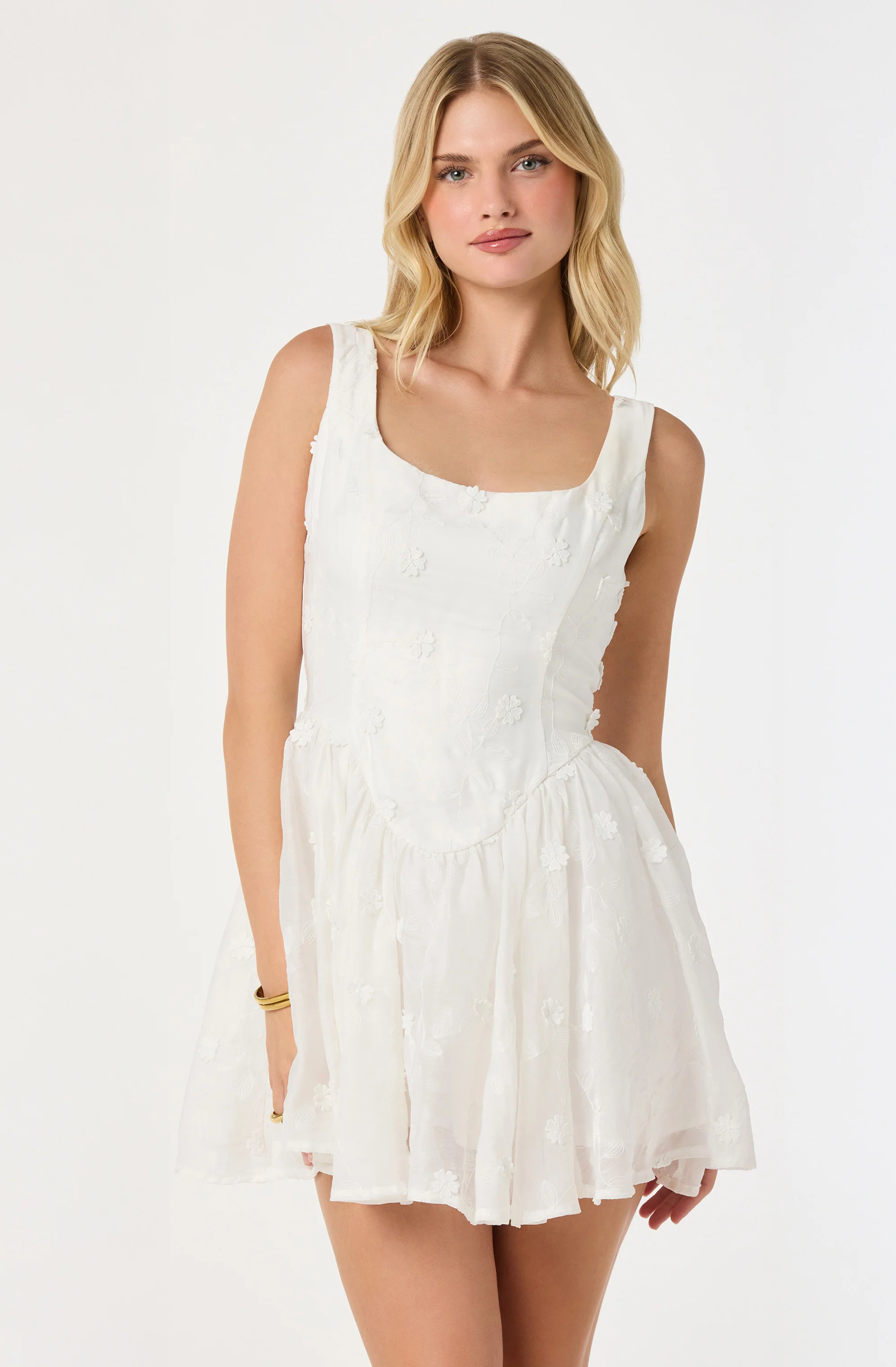 Reina Embroidered Floral Mini Dress