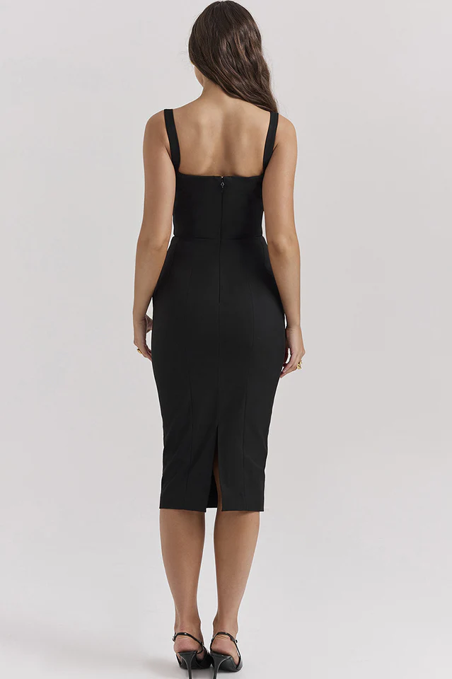 Bellissima Black Sweetheart Midi Dress