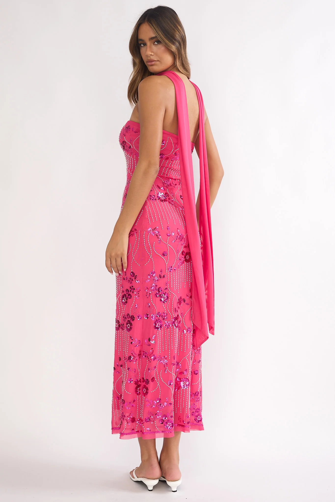 Jeremia Strapless Maxi Dress Sequin Plum