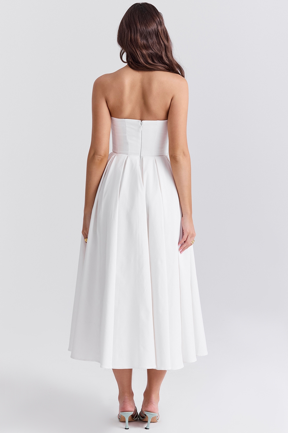 White Strapless Midi Sundress