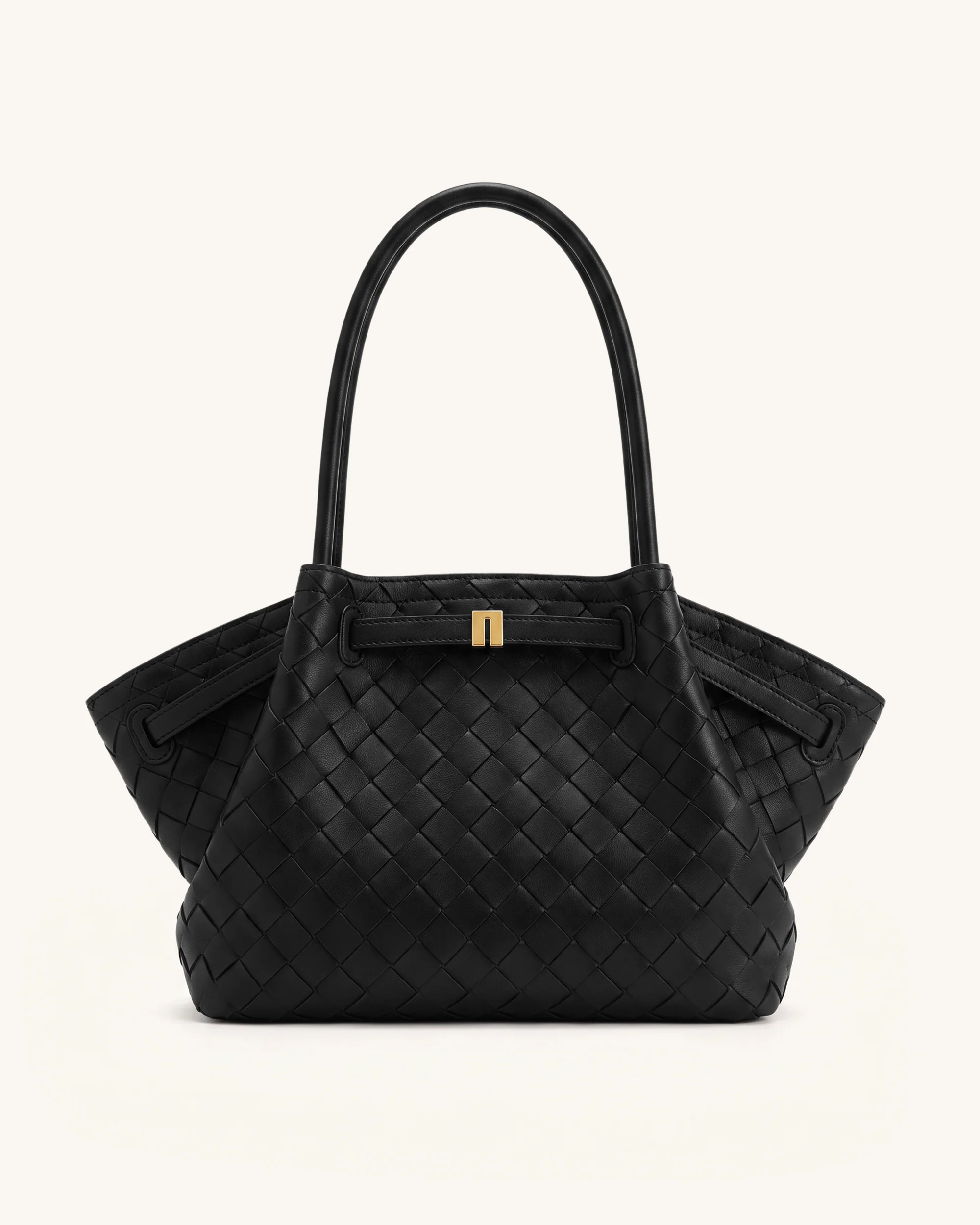 Hana Large Woven Tote Bag - Black