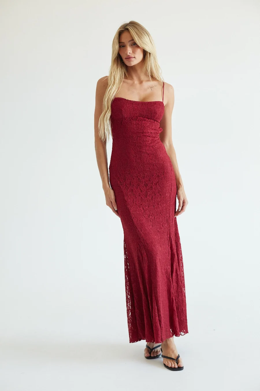 Nathalie Lace Open Back Maxi Dress