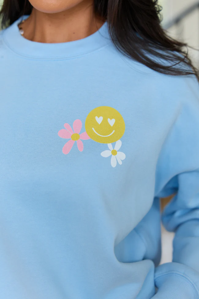 The Best That Could Happen Light Blue Graphic Sweatshirt