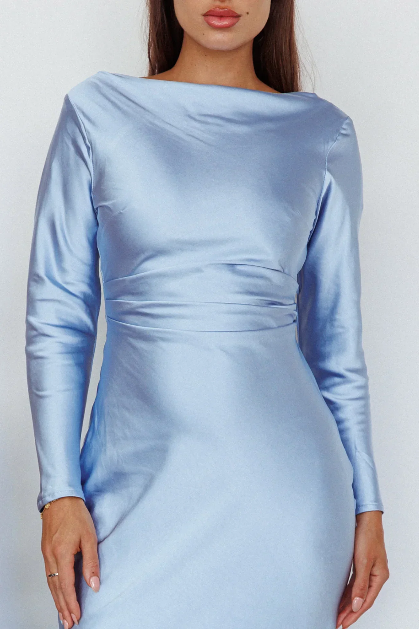 Loveland Cowl Back Midi Dress Ice - luluinthesky