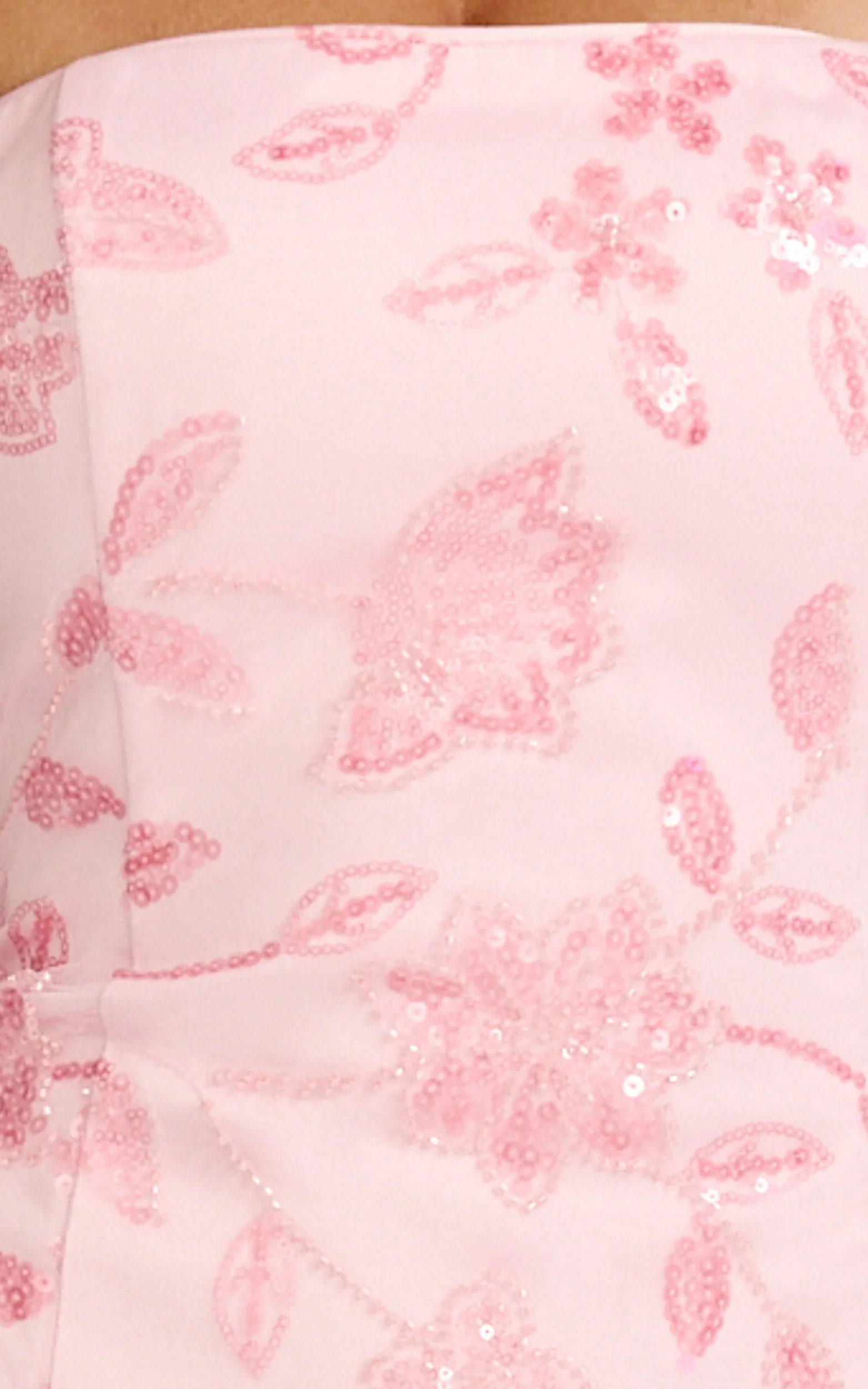Electra Maxi Dress - Strapless Sequin Embellished  Dress in Soft Pink