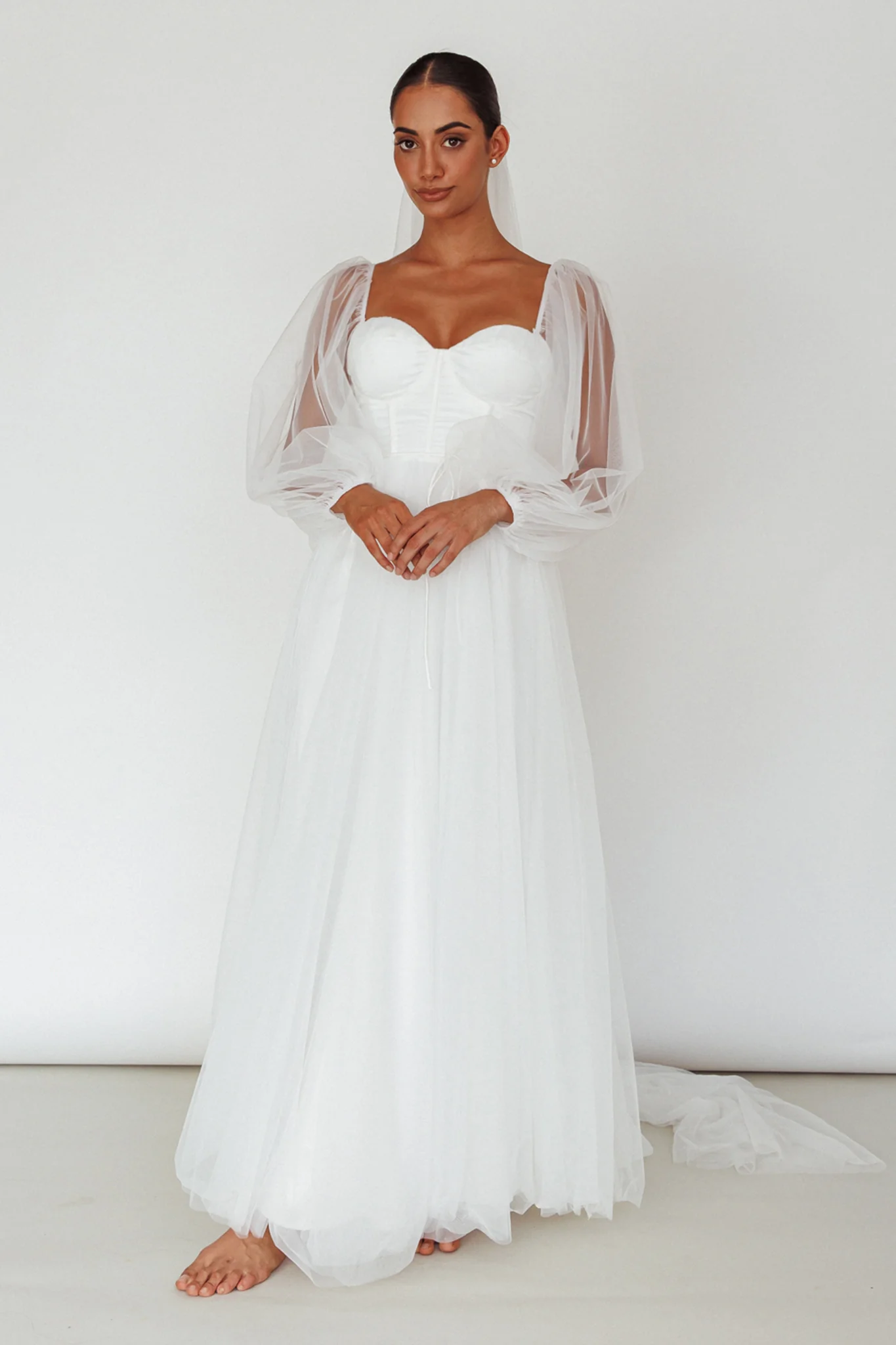 Fairytale Dream Sheer Sleeve Maxi Dress White