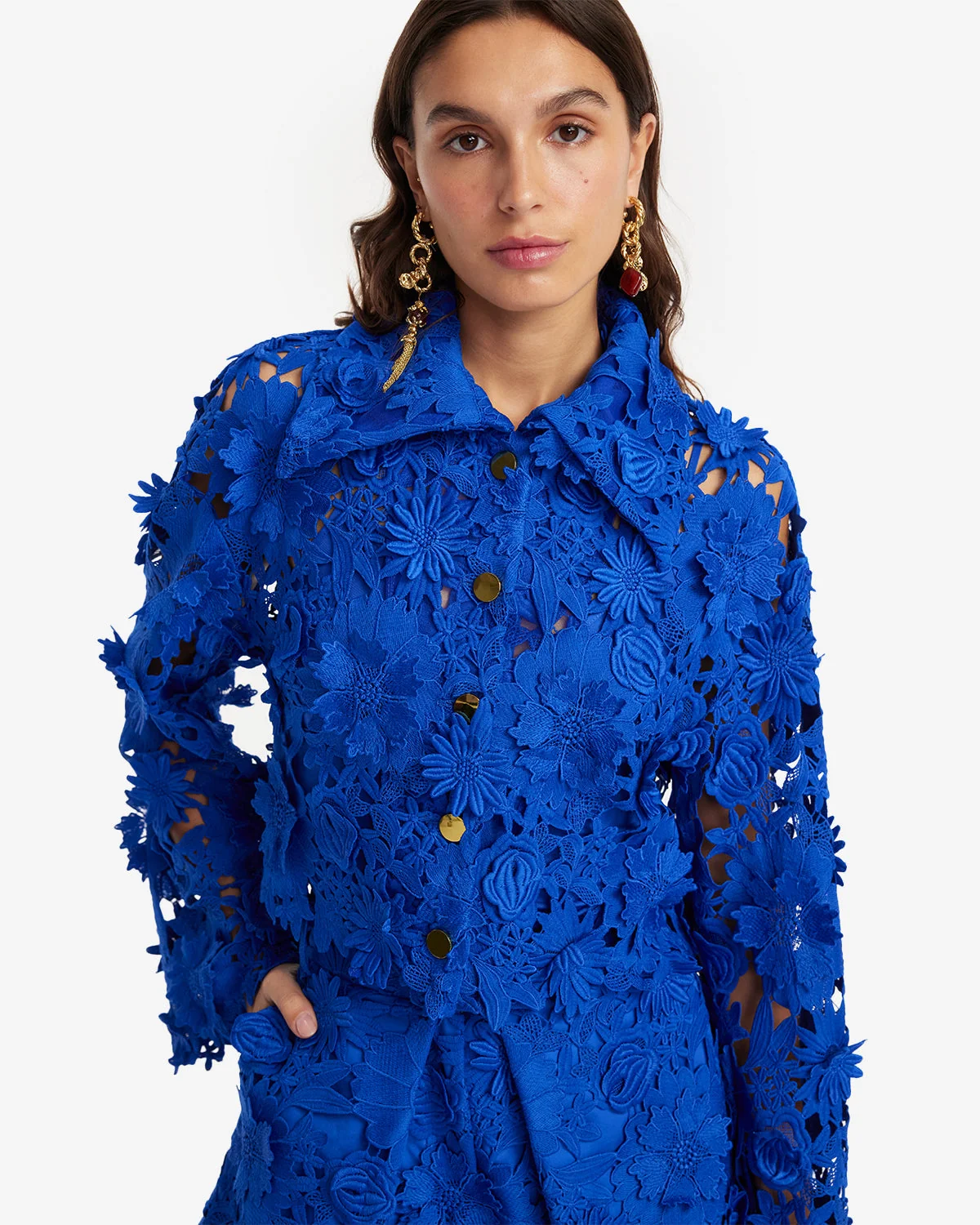 Robyn Lace Shirt - Lapis