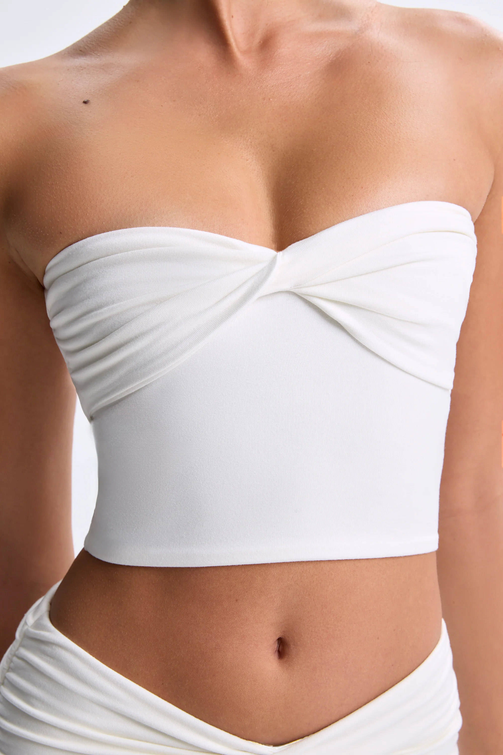 Modal Twist-Front Bandeau Top in White
