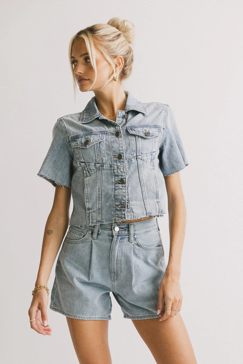Carmie Light Wash Denim Top
