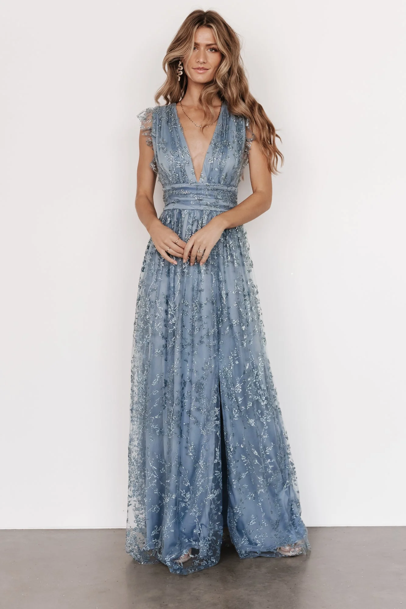Arlene Shimmer Gown | Winter Blue - luluinthesky