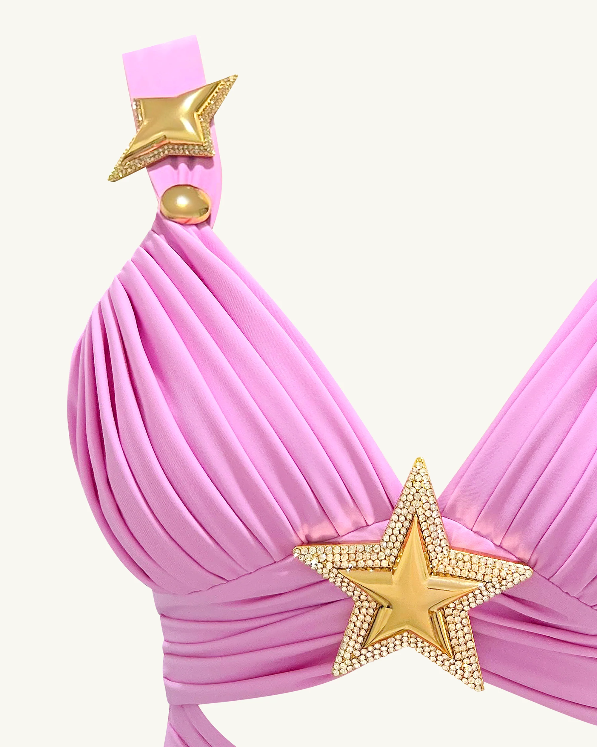 Mini Dress with Star Details - Pink - luluinthesky