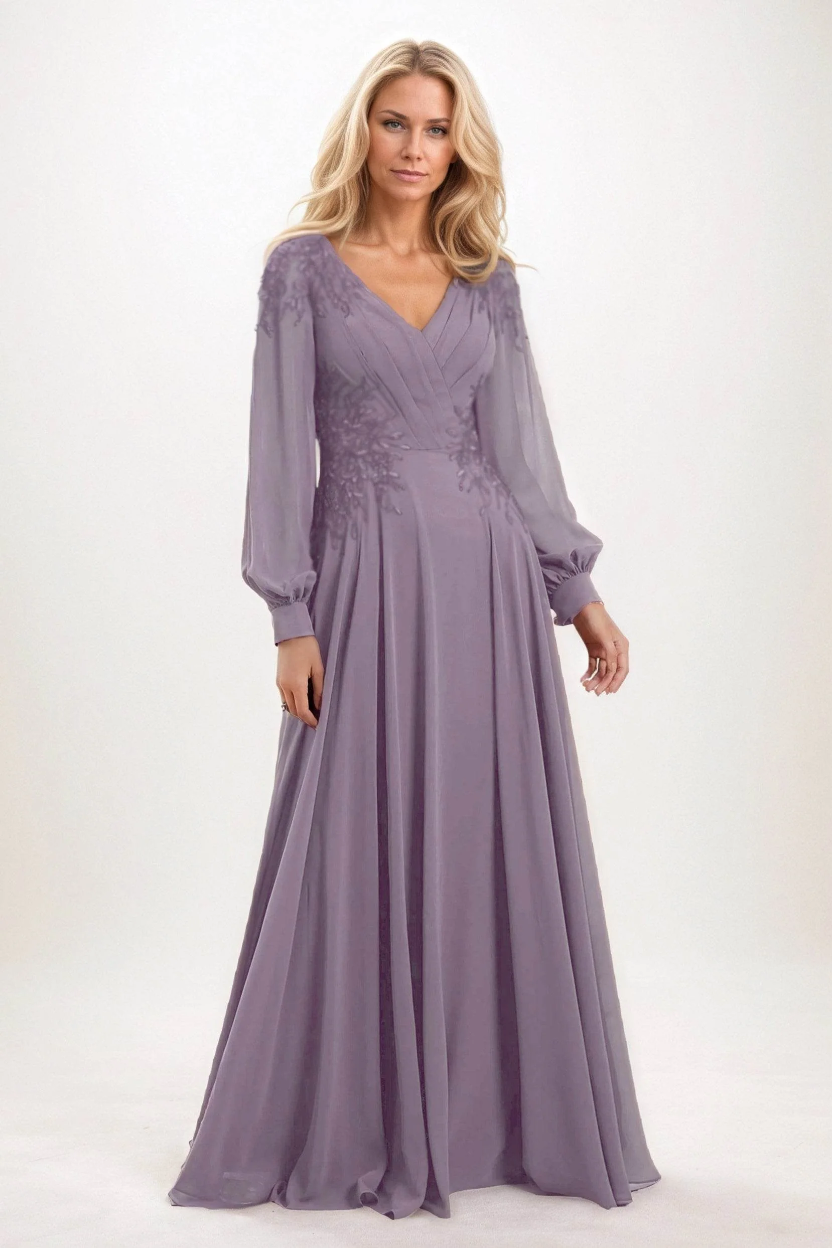 A-Line Maxi Chiffon Mother of the Bride Dresses CM0405