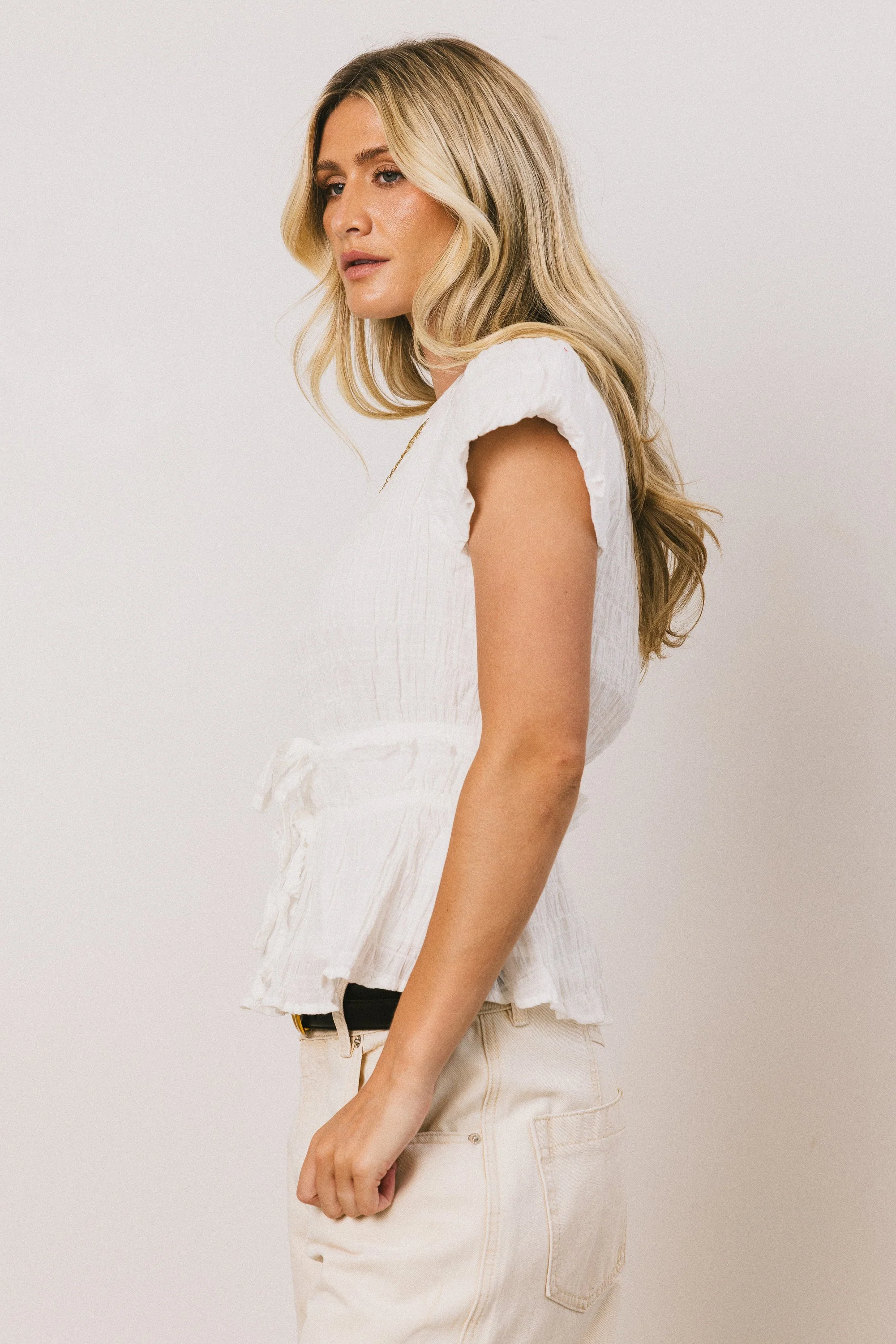Anya Textured Blouse in Off White