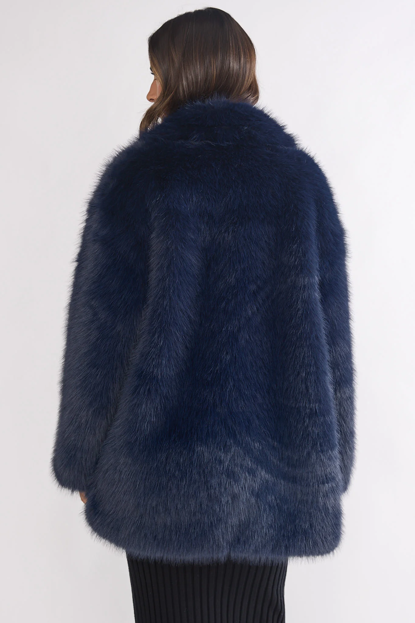Rilani Faux Fur Pocket Coat Navy