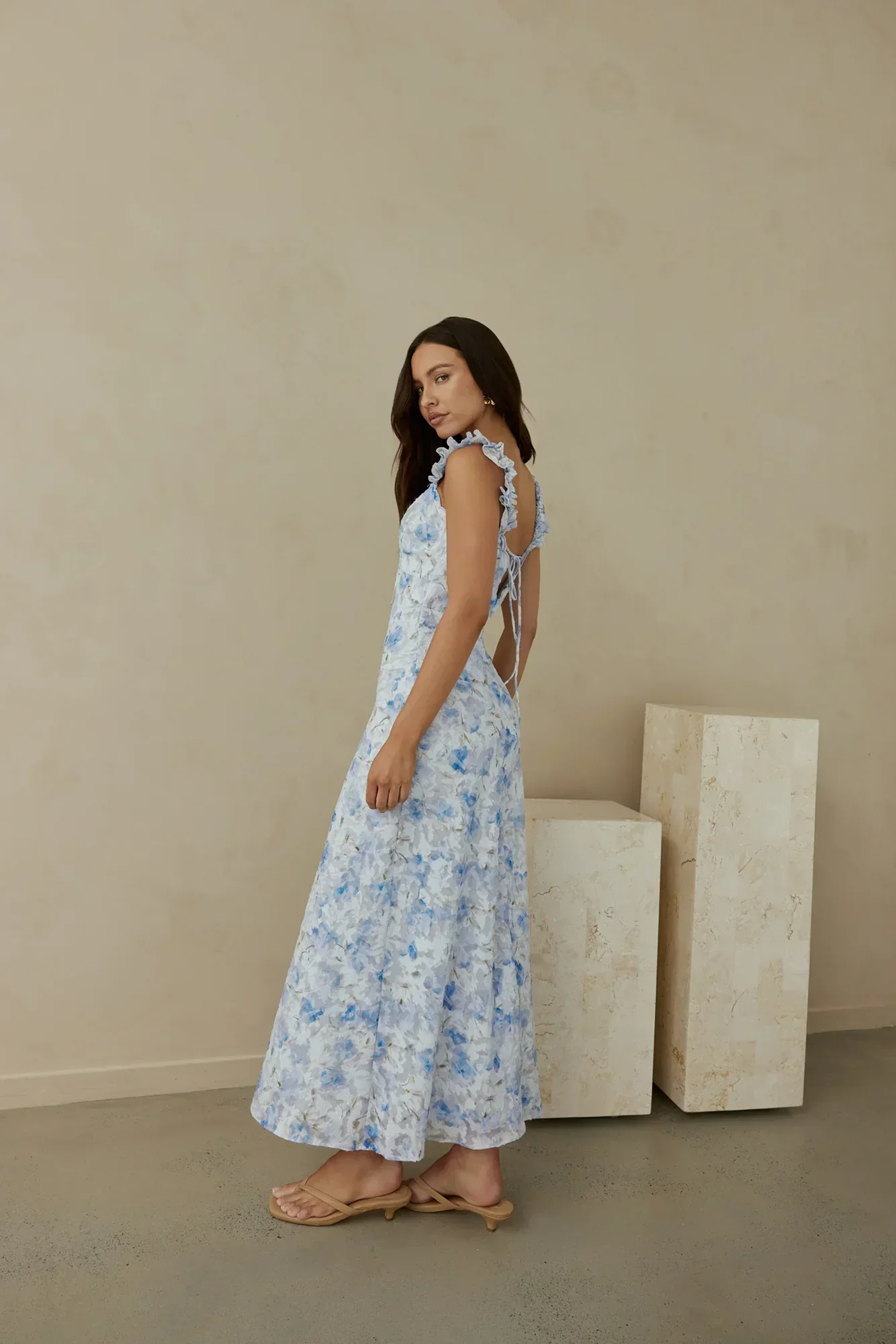 Rose Petal Reverie Midi Dress Blue - luluinthesky