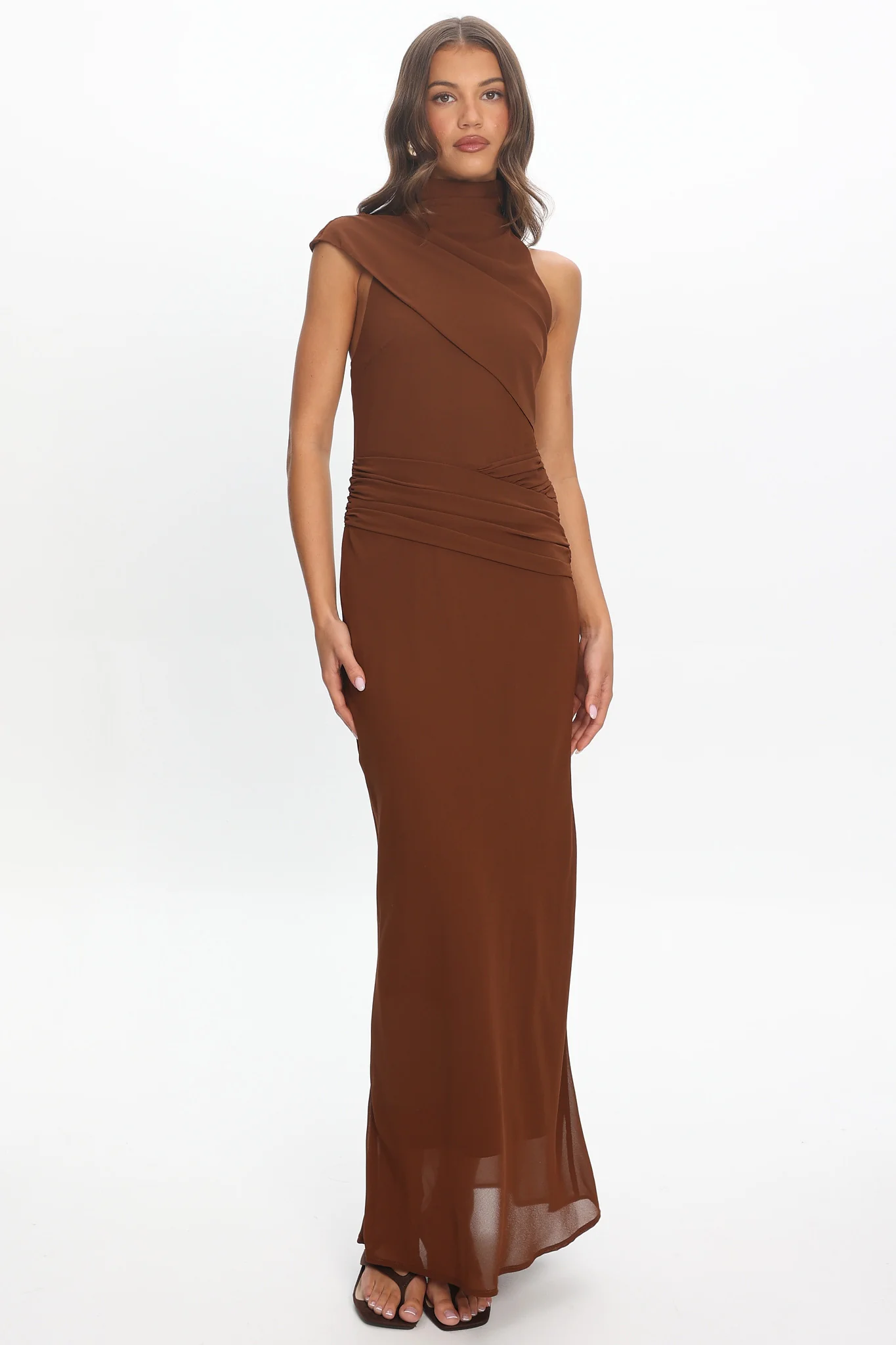 Renata High Neck Maxi Dress Cocoa