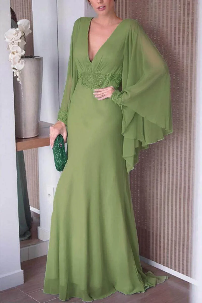 Sheath-Column Sweep-Brush Train Chiffon Mother Dress CM0077
