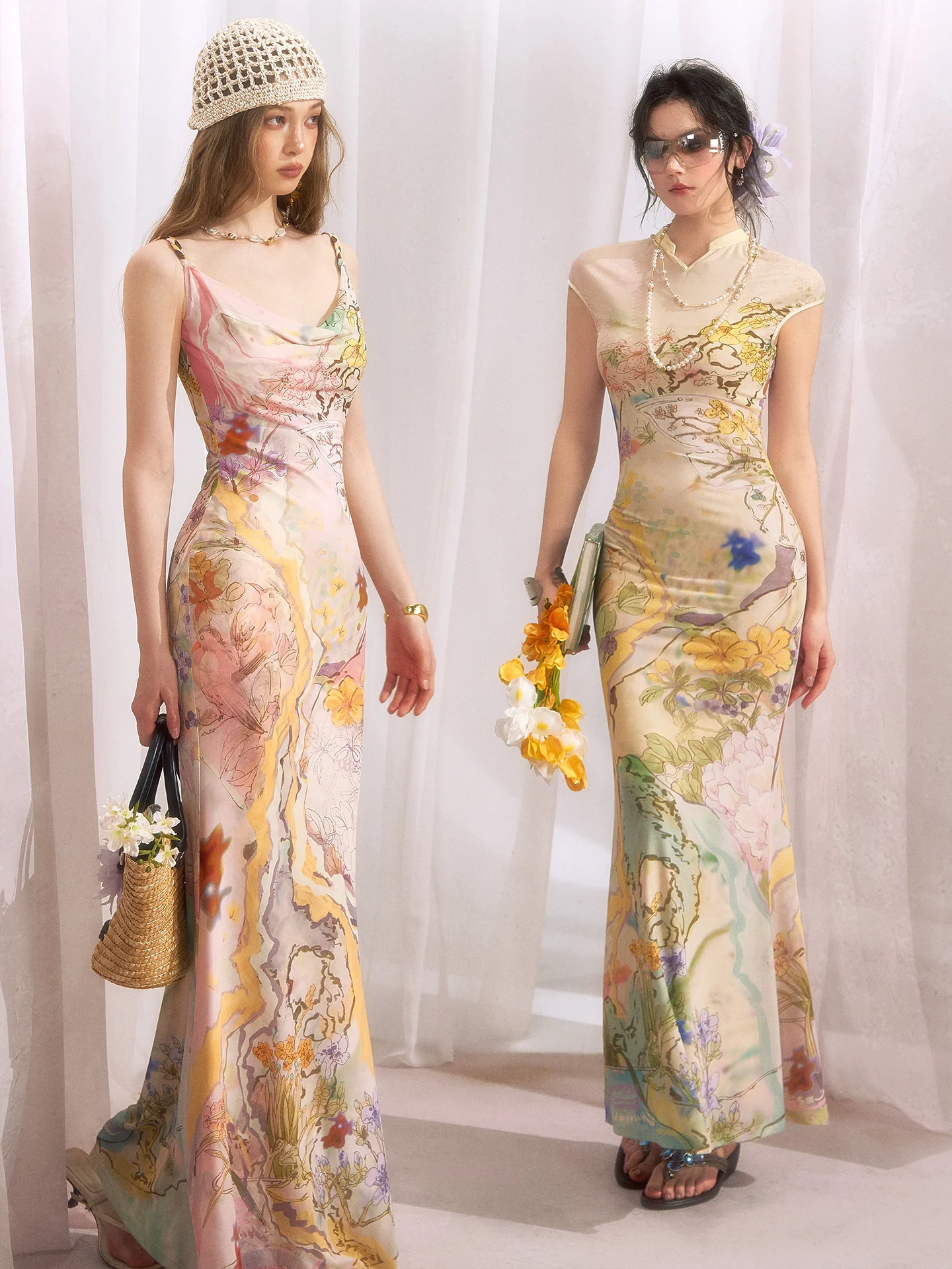 Draped Neck Fishtail Dress