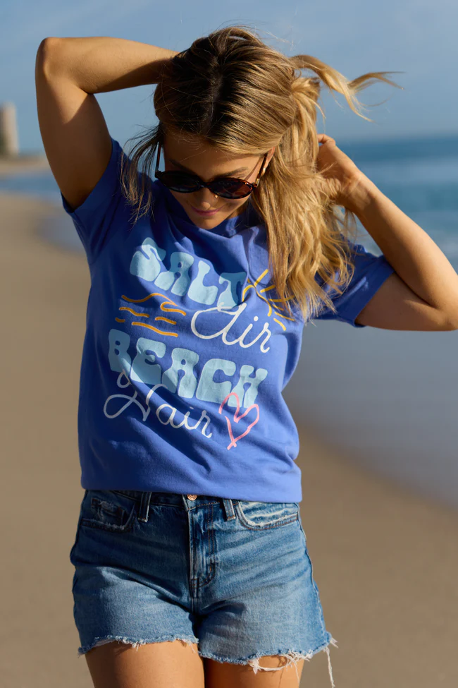 Salt Air Beach Hair Blue Graphic Tee