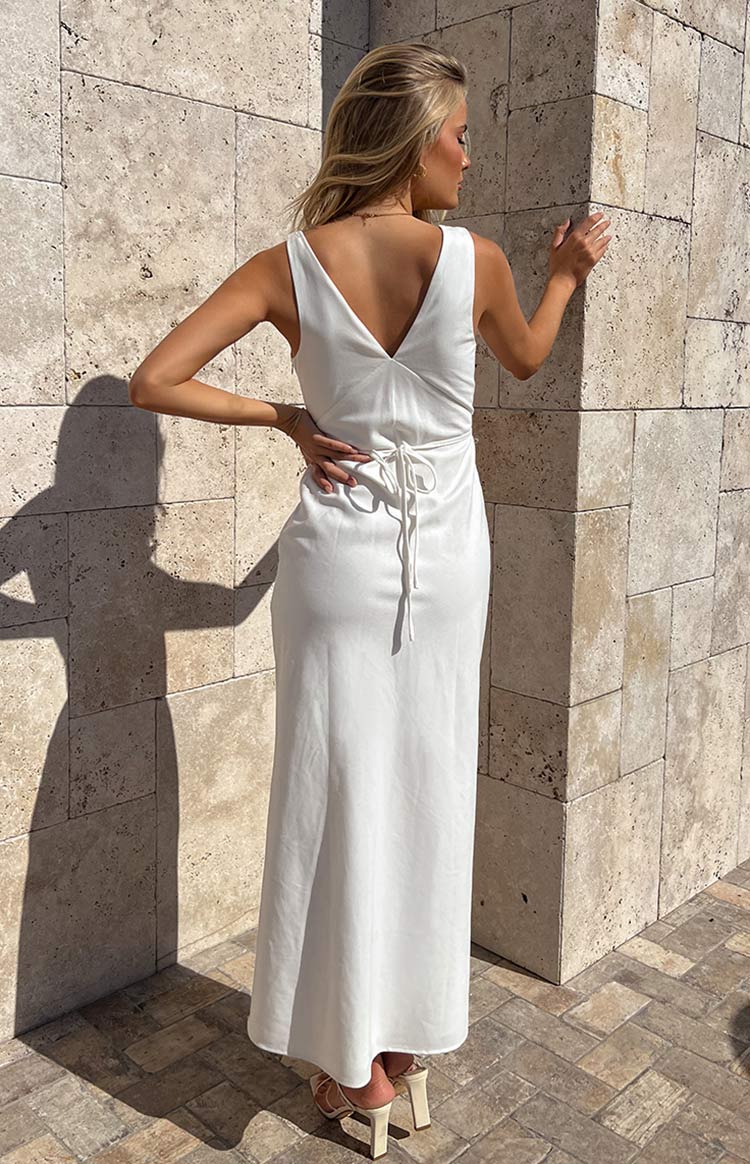 Verlaine White Linen Blend Maxi Dress - luluinthesky