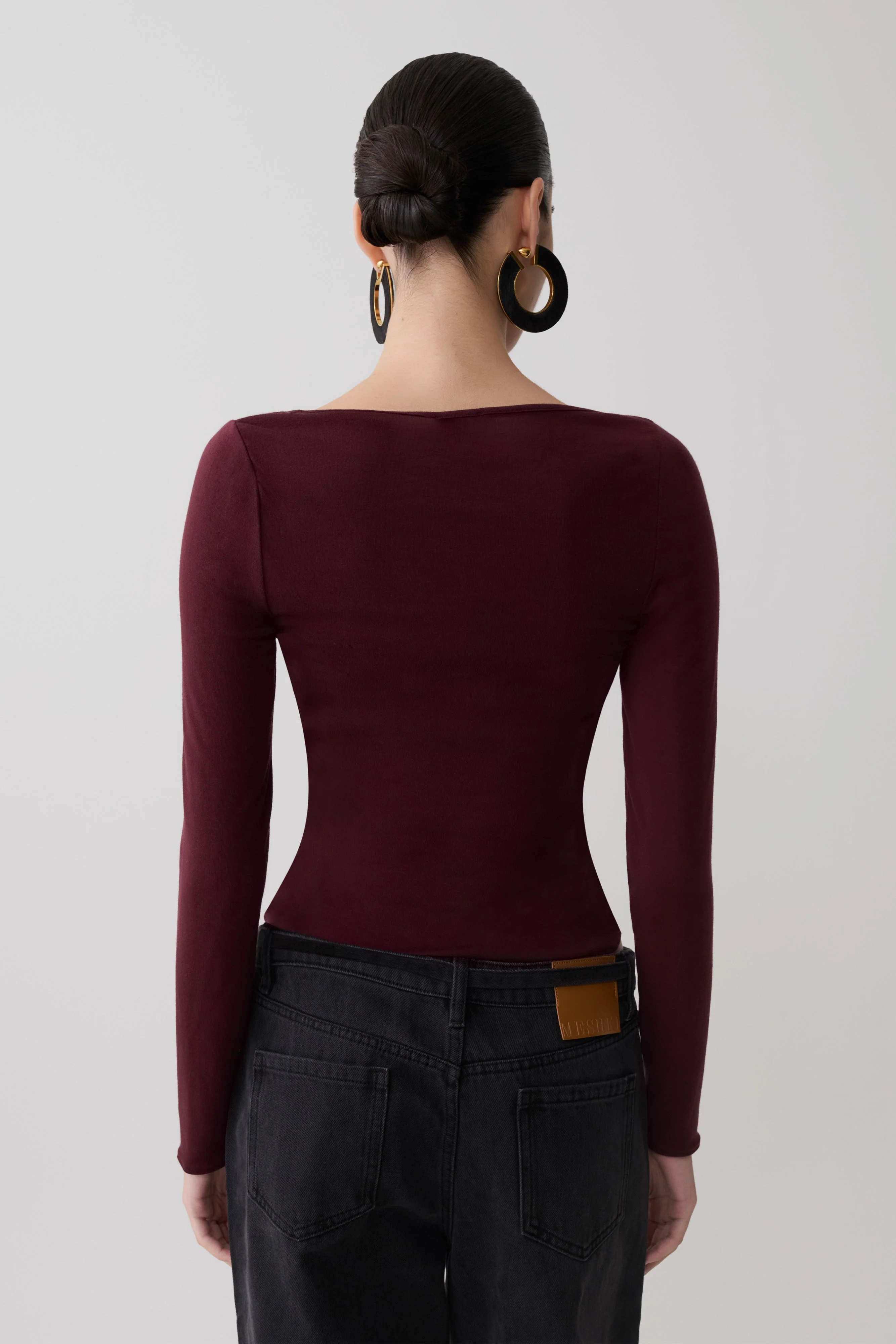 Coraline Long Sleeve Sheer Top - Burgundy