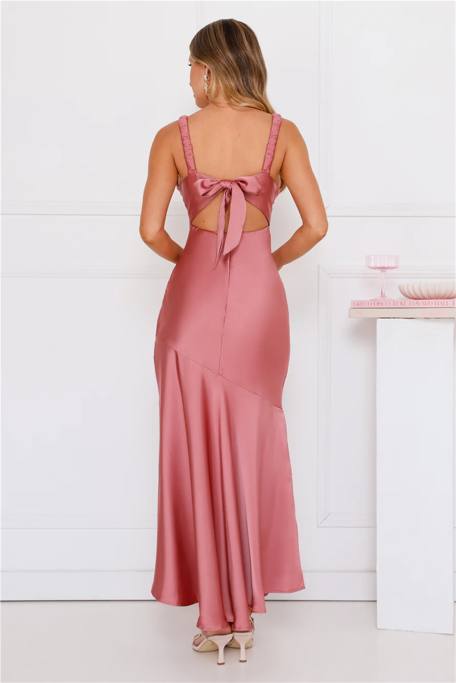 Graceful Essence Satin Maxi Dress Plum