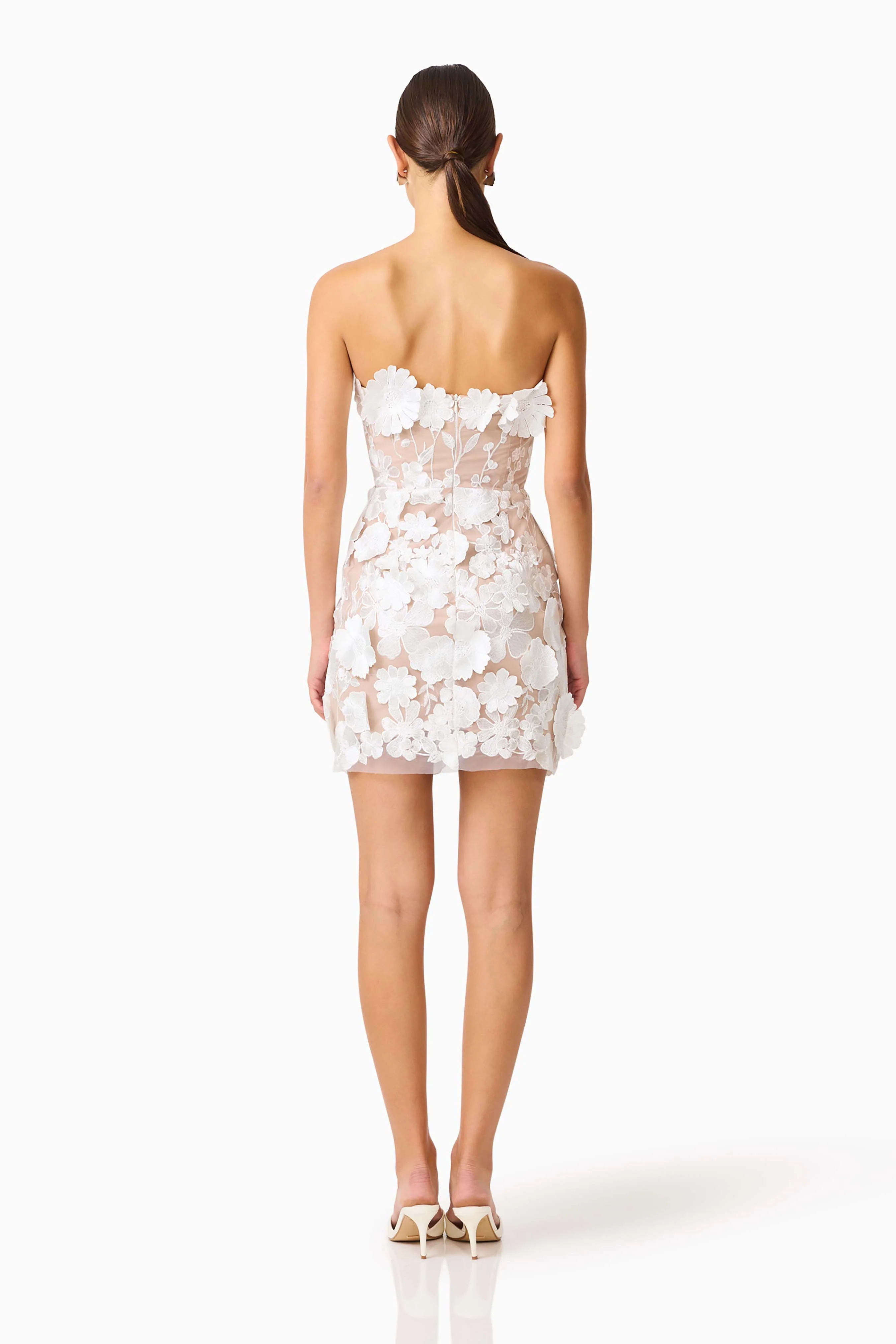 Arabella Strapless Mini Dress In White