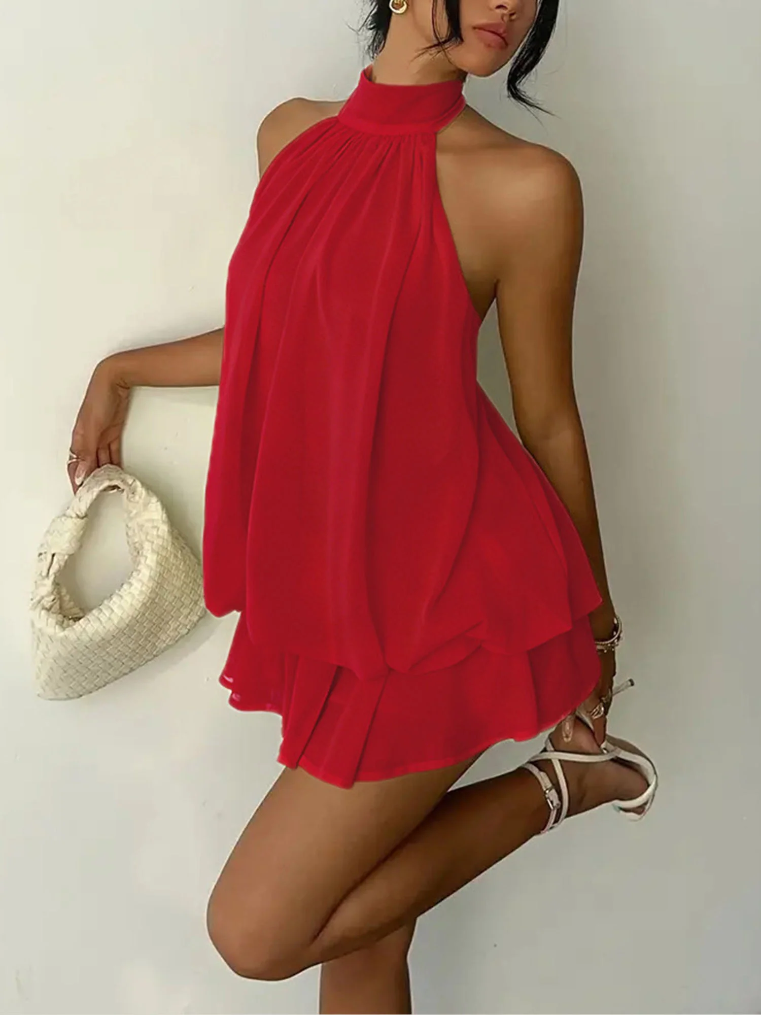 Layered Halter Mini Dress