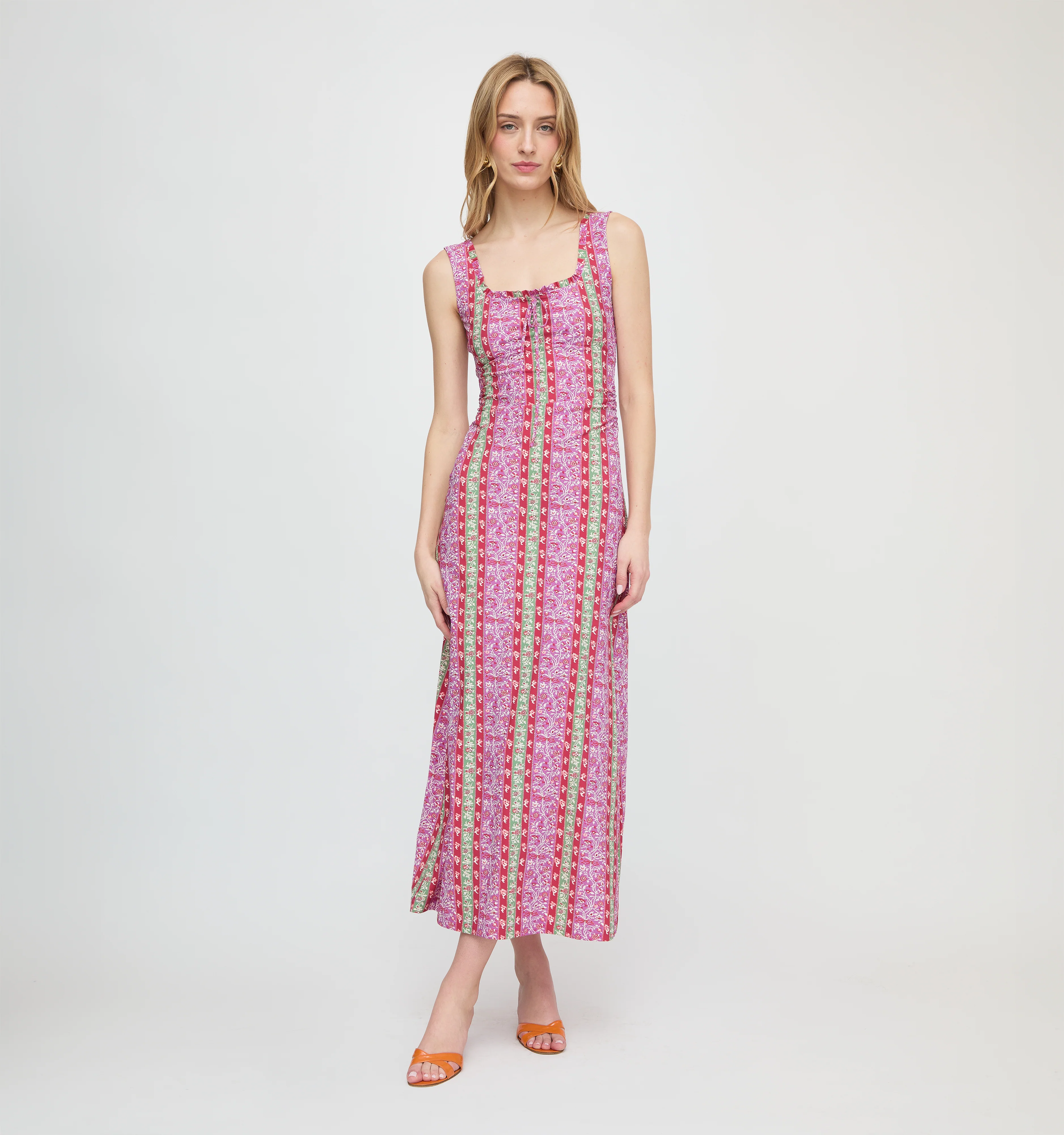The Coraline Dress - Sunset Etched Floral Stripe