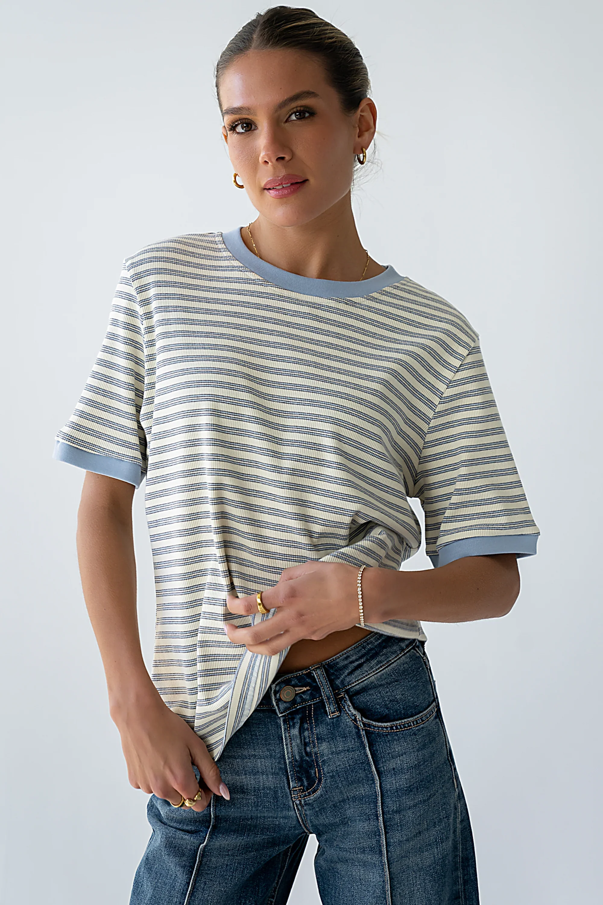 Jenna Striped Top in Blue