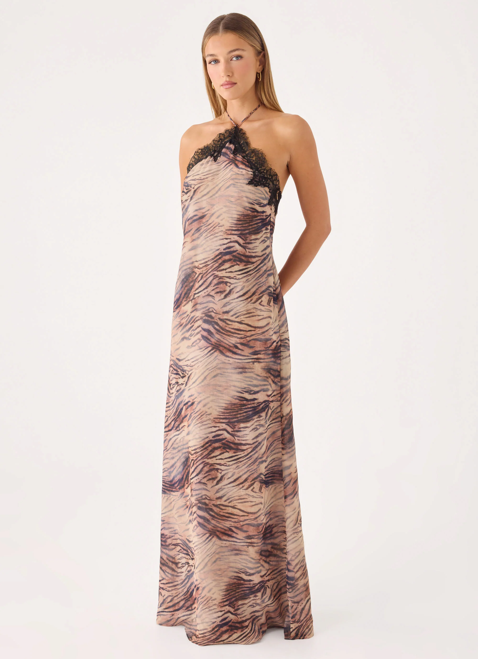 Zamarita Halter Maxi Dress - Golden Tiger - luluinthesky