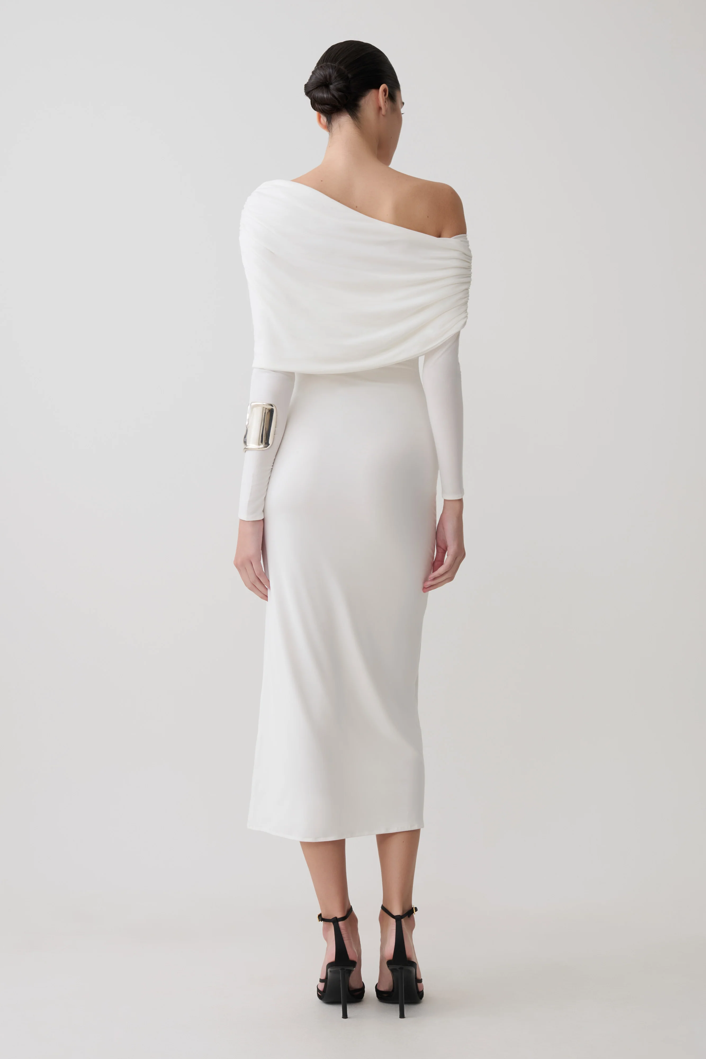 Corinna Modal One Shoulder Midi Dress - White