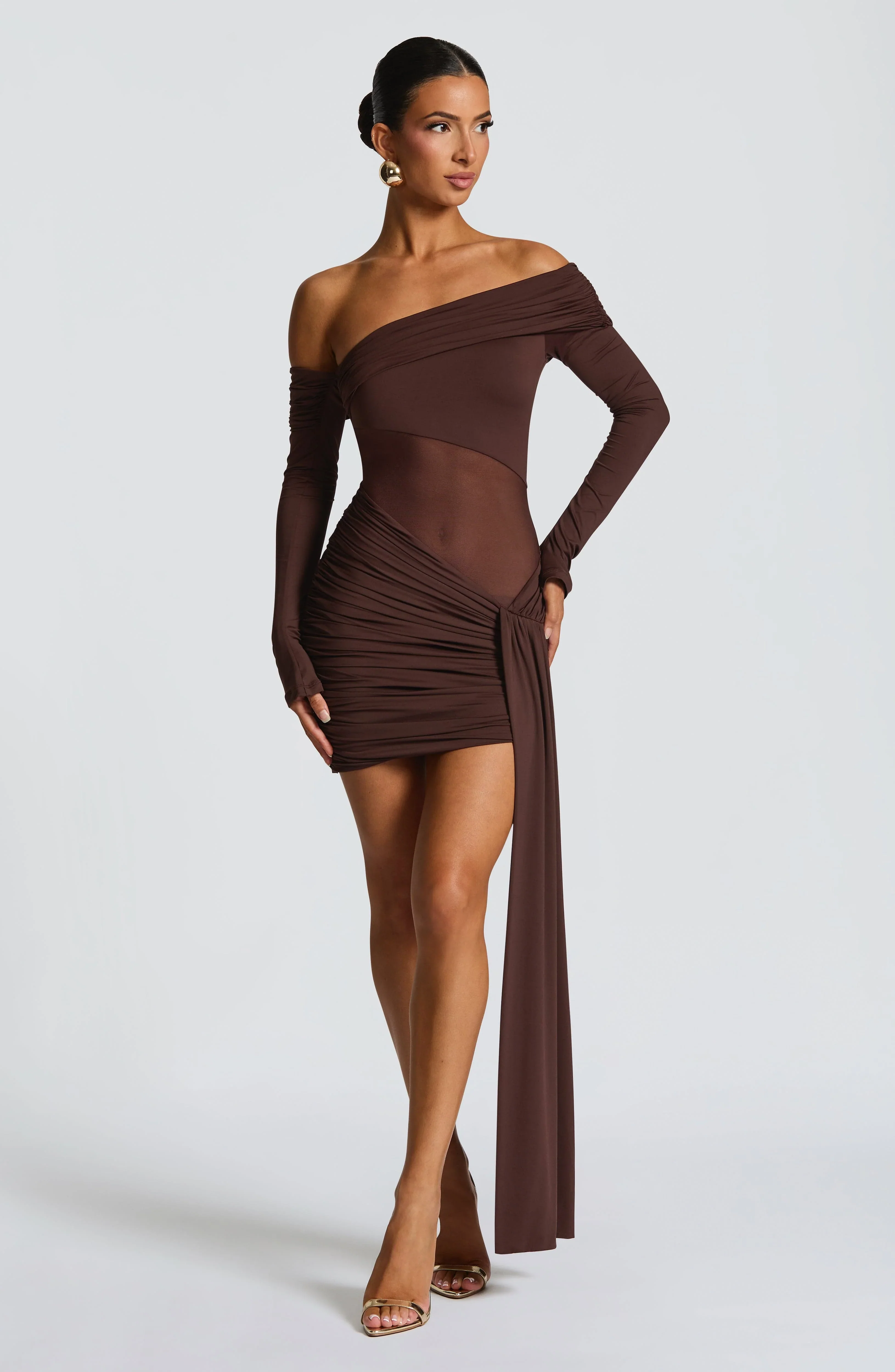 Mavra Mini Dress - Plum Brown