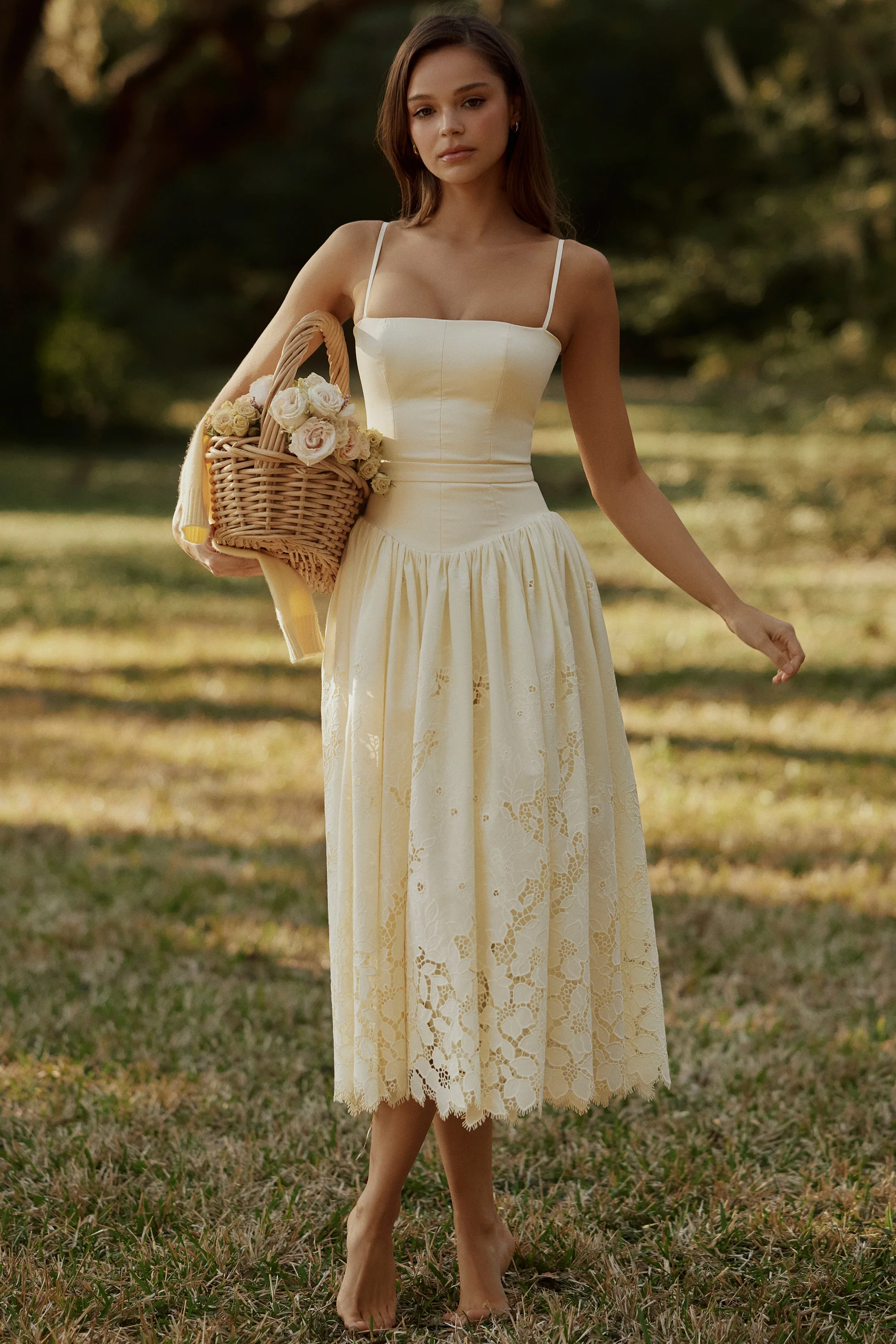 lemon custom lace + broderie anglaise midi sundress - luluinthesky