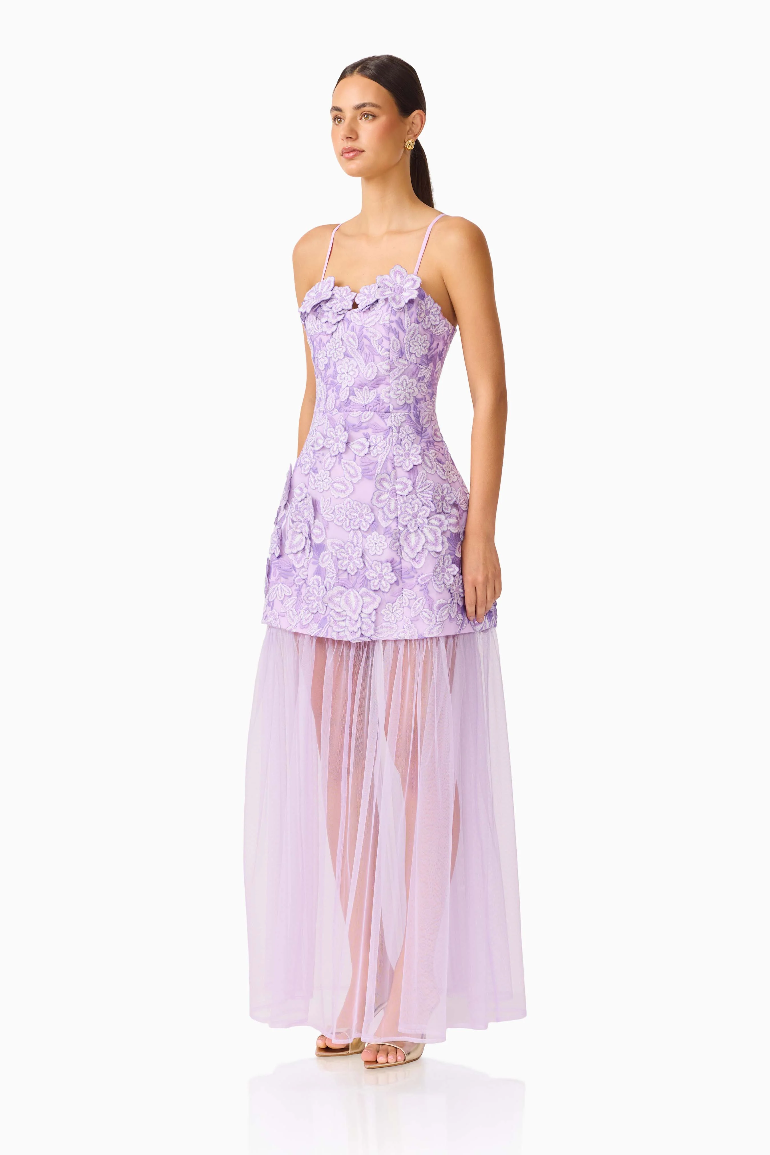 Roseate Strapless Maxi Dress in Purple