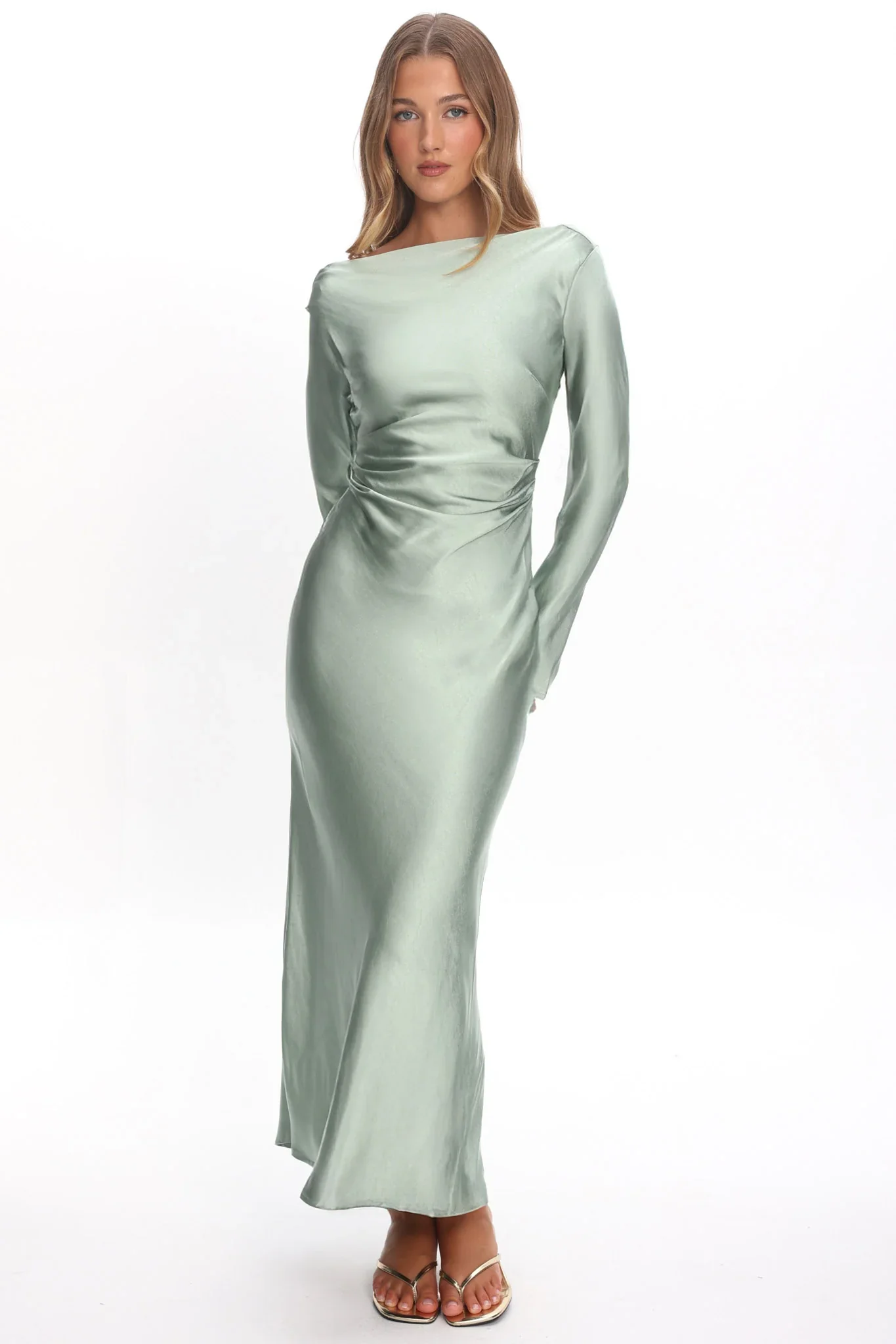 Loveland Cowl Back Midi Dress Sage