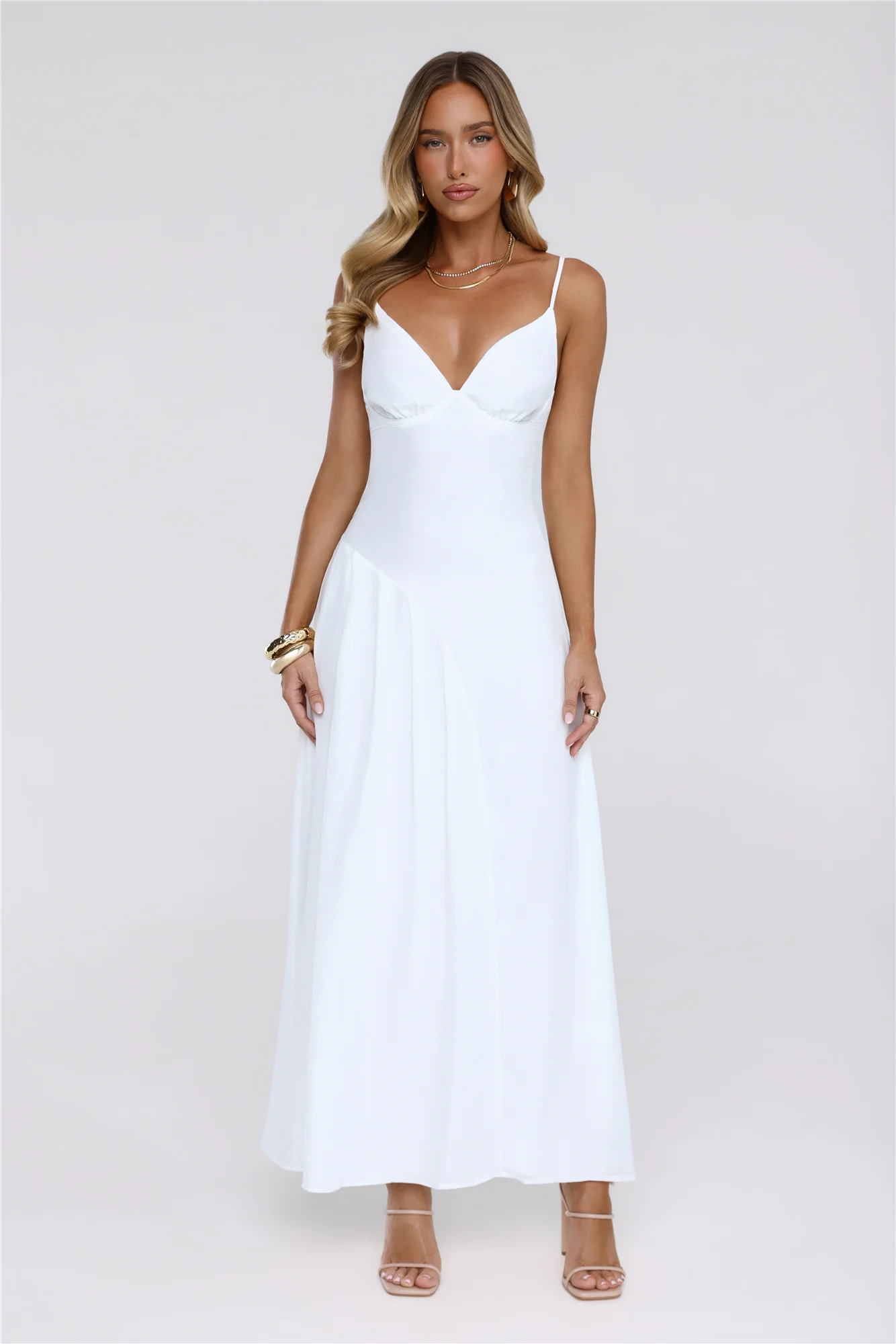 Gilded Whisper Maxi Dress White - luluinthesky