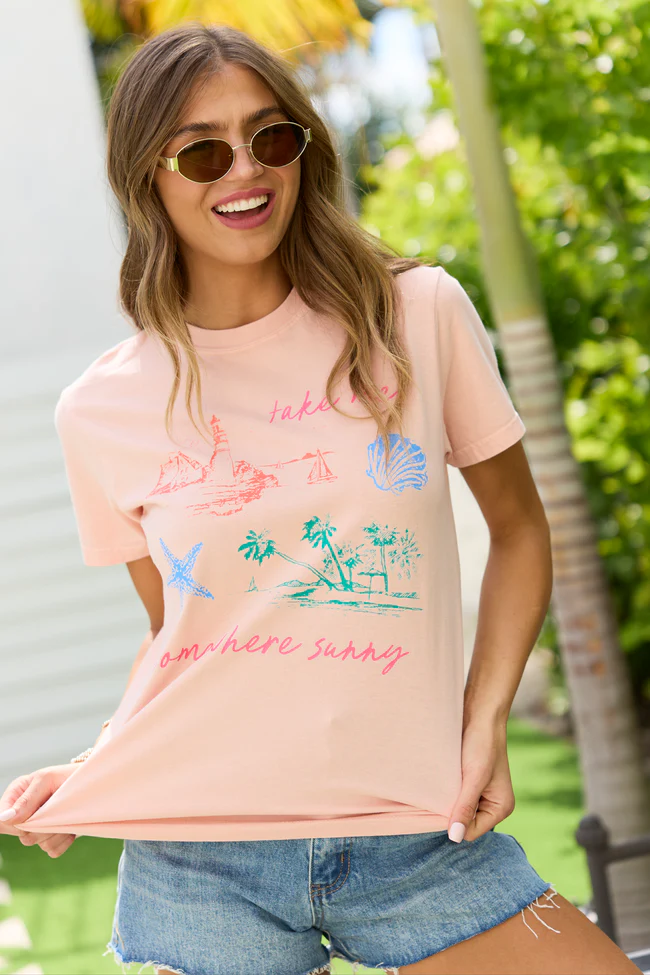 Take Me Somewhere Sunny Orange Graphic Tee