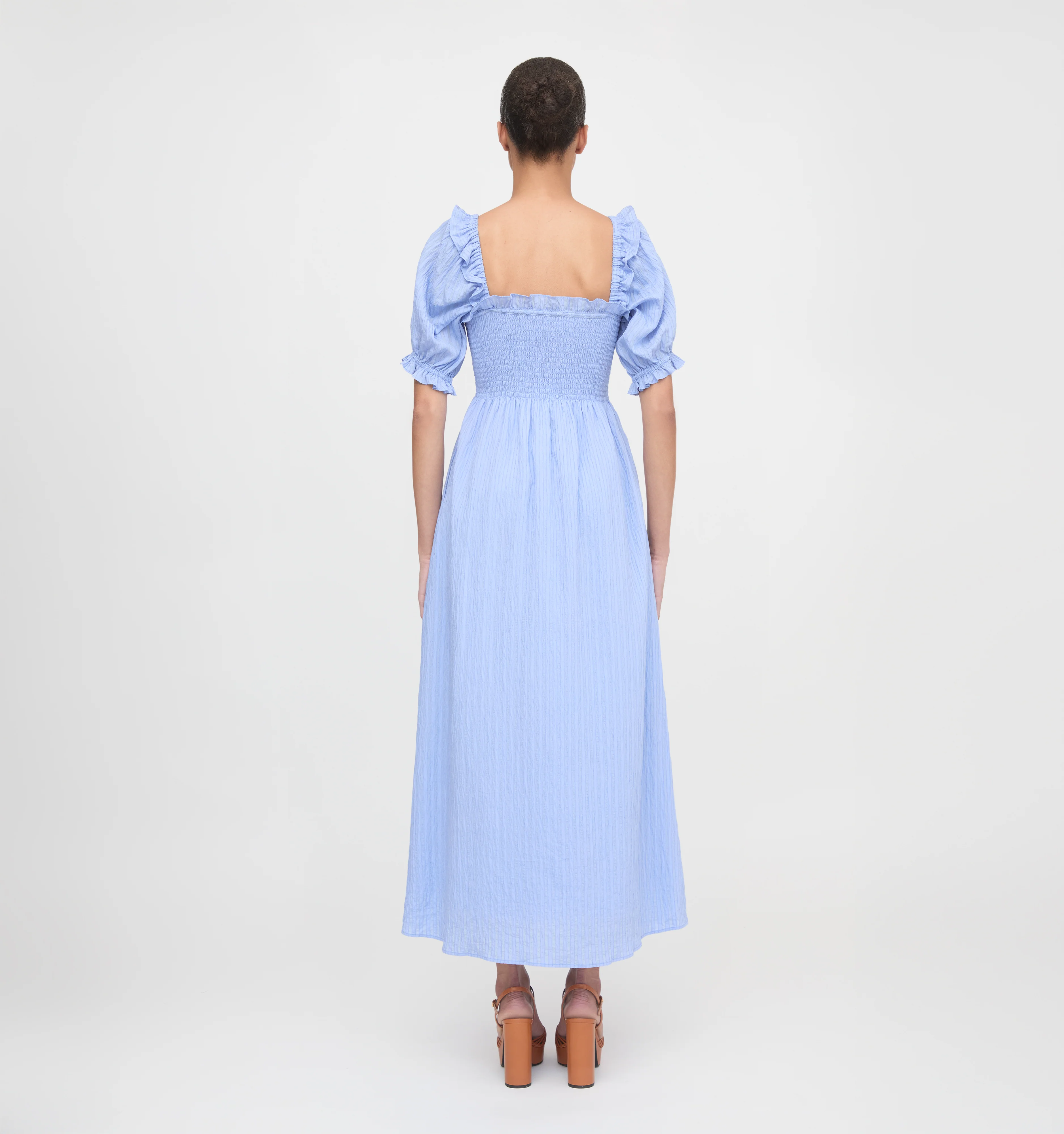 The Scarlett Nap Dress - Bluebird Tonal Seersucker