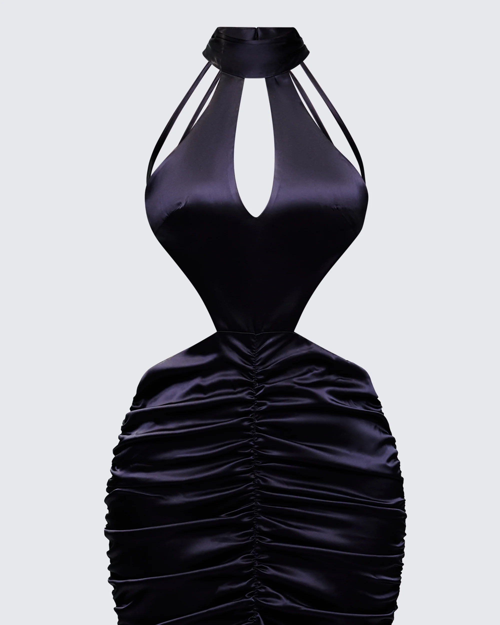 Junia Black Ruched Midi Dress