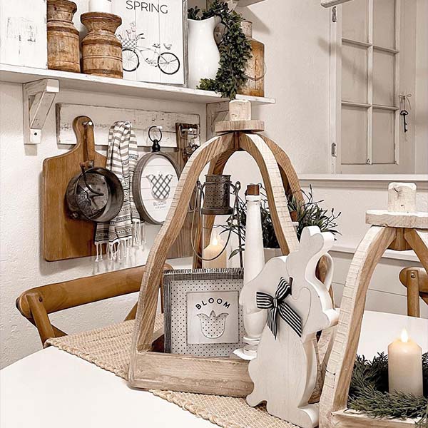 Rustic Wood Cloche Inspired Lanterns, Set of 2