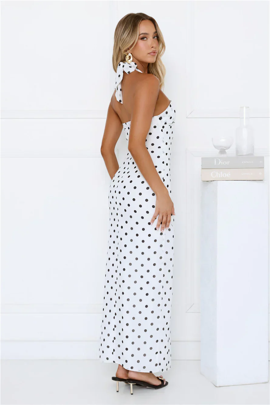 Chic Days Strapless Polka Dot Maxi Dress White