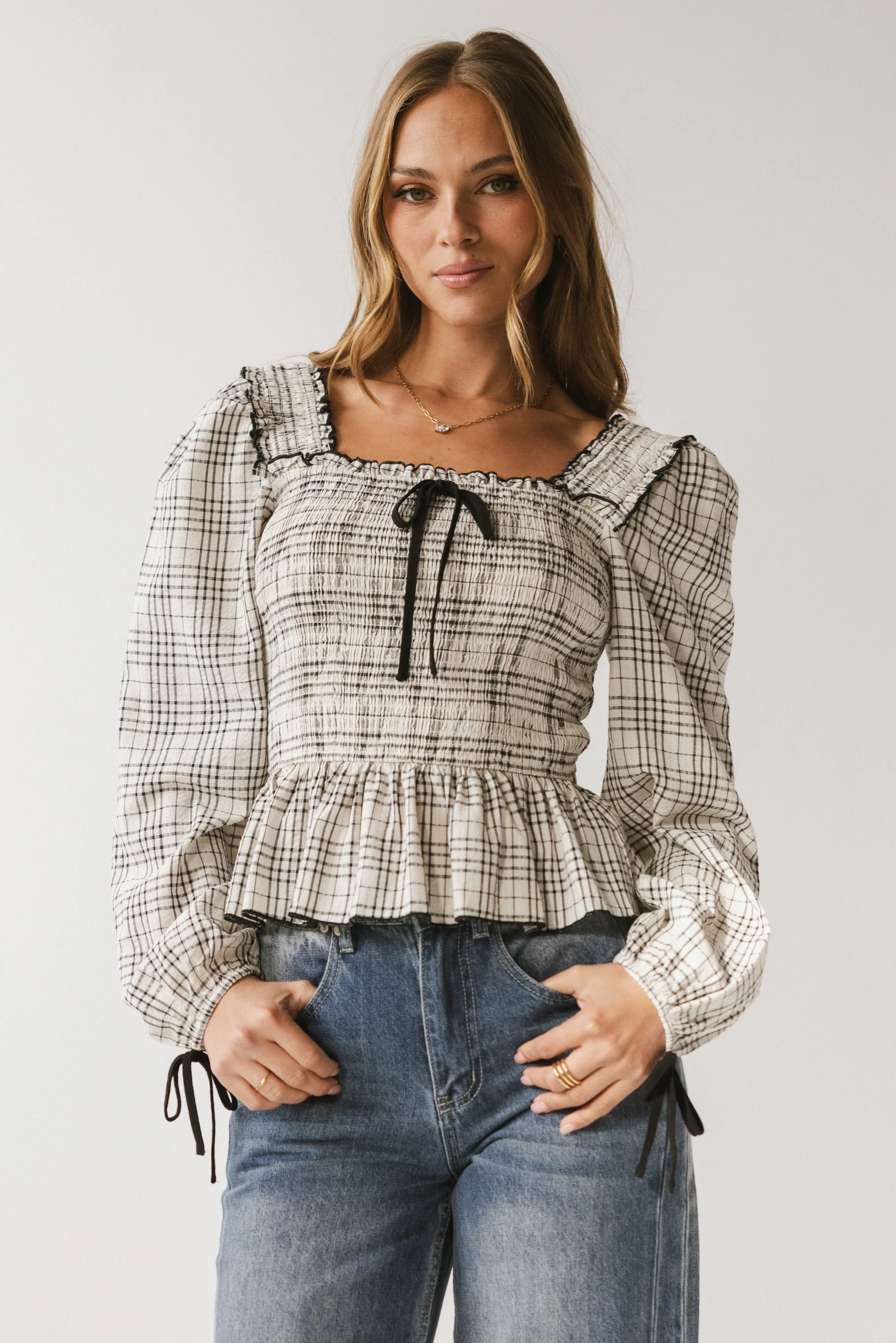 Vale Smocked Blouse in Black