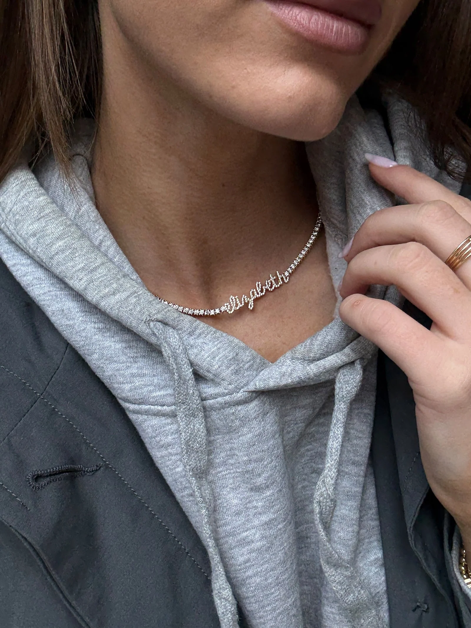 Billie 14K Gold Tennis Custom Nameplate Necklace - Mini Script