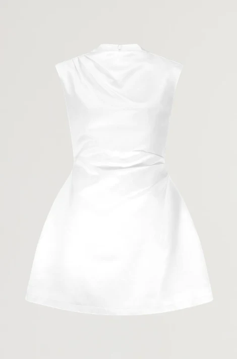 Satin Straight Neck Mini Dress