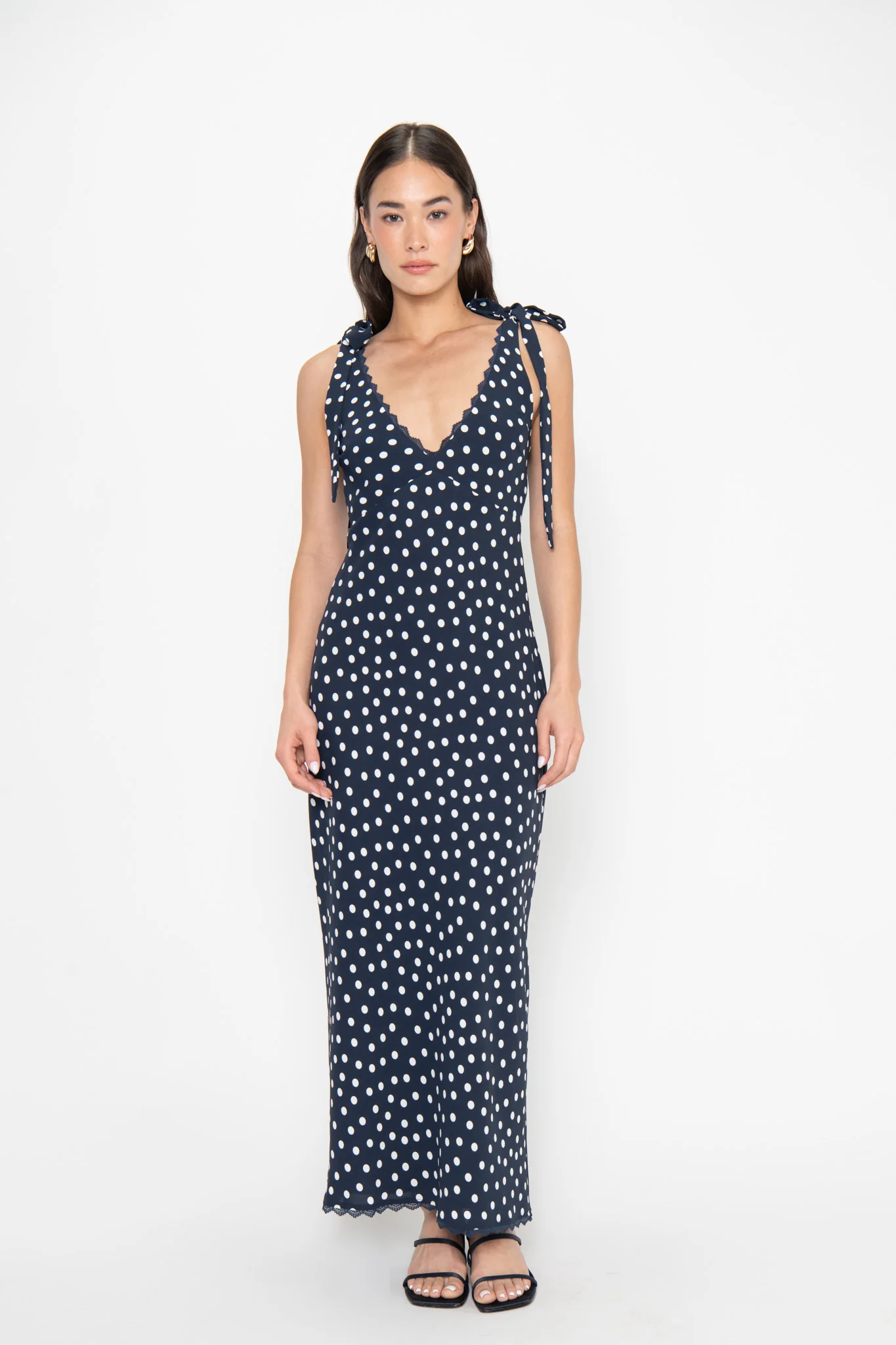 Emma Midi Dress ~ Navy Polka Dot