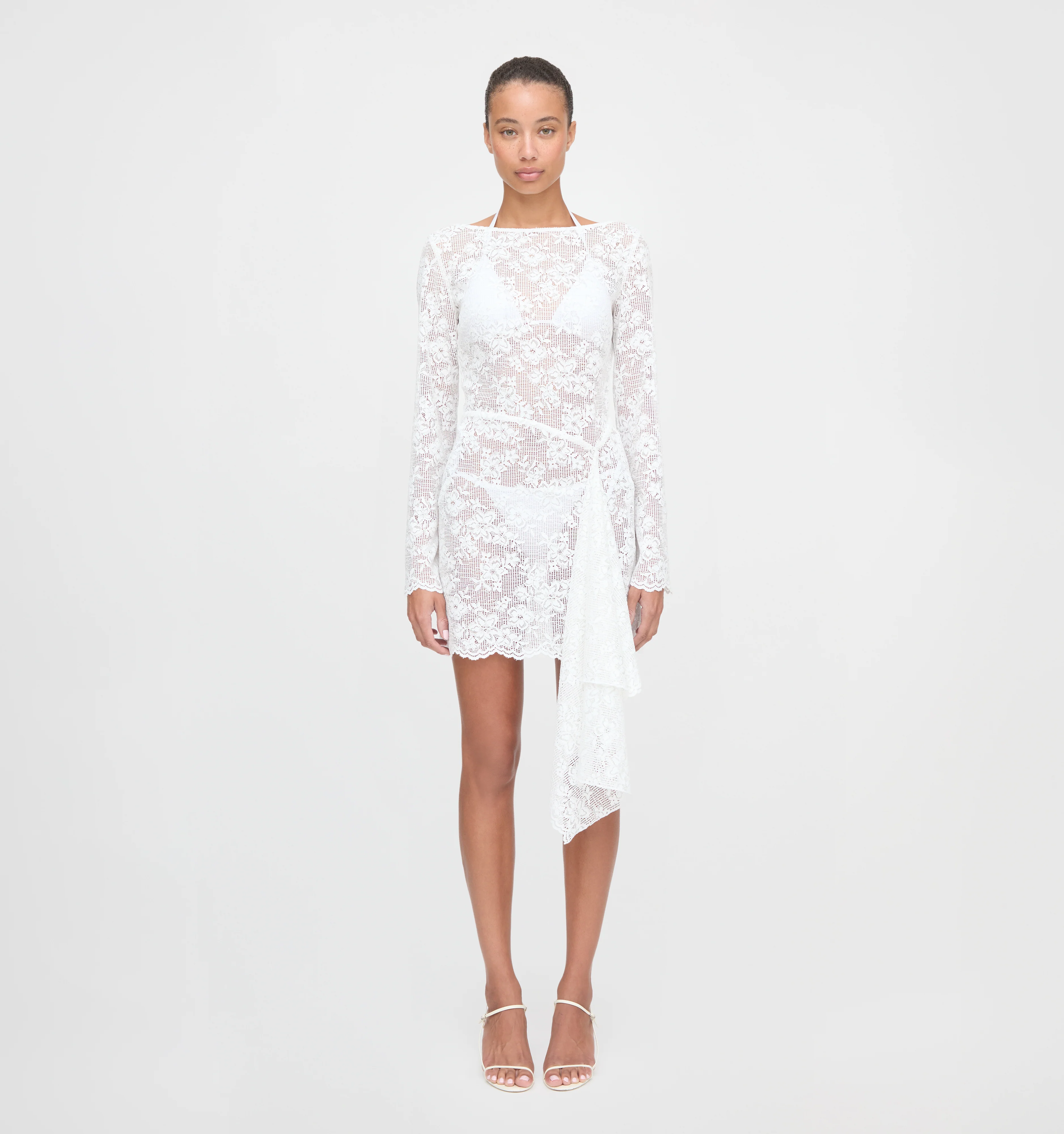 The Becca Dress - White Metallic Lace