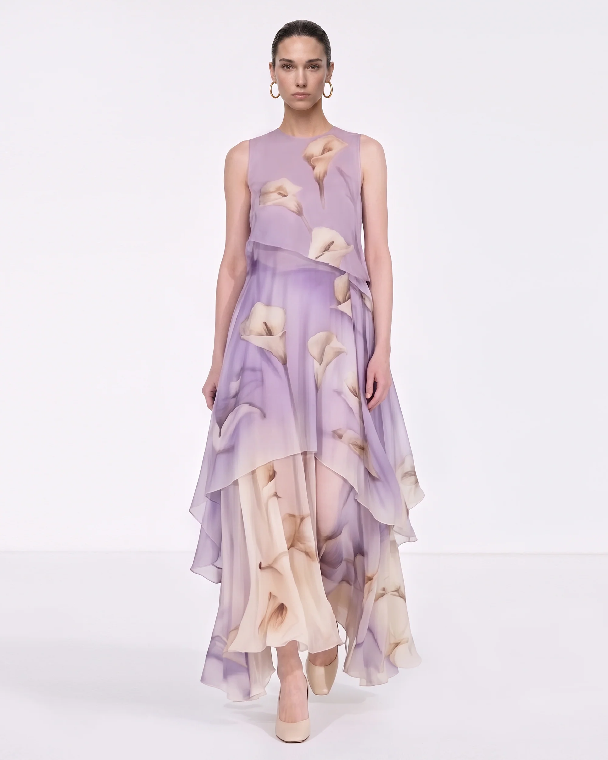 Calla Lily Layered Maxi Dress - Lavender
