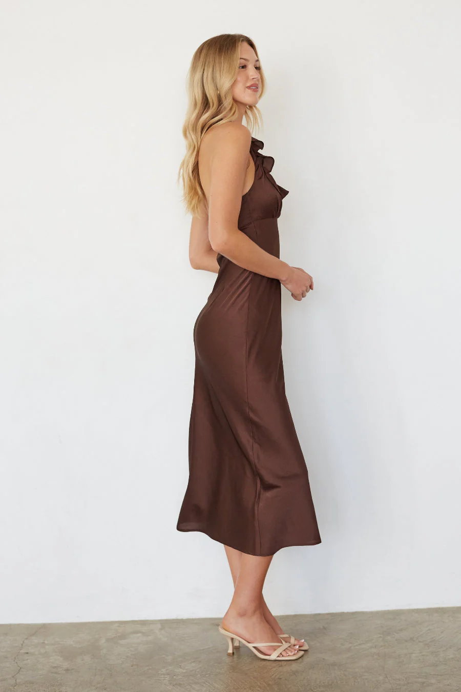 Mika Ruffle Halter Midi Dress